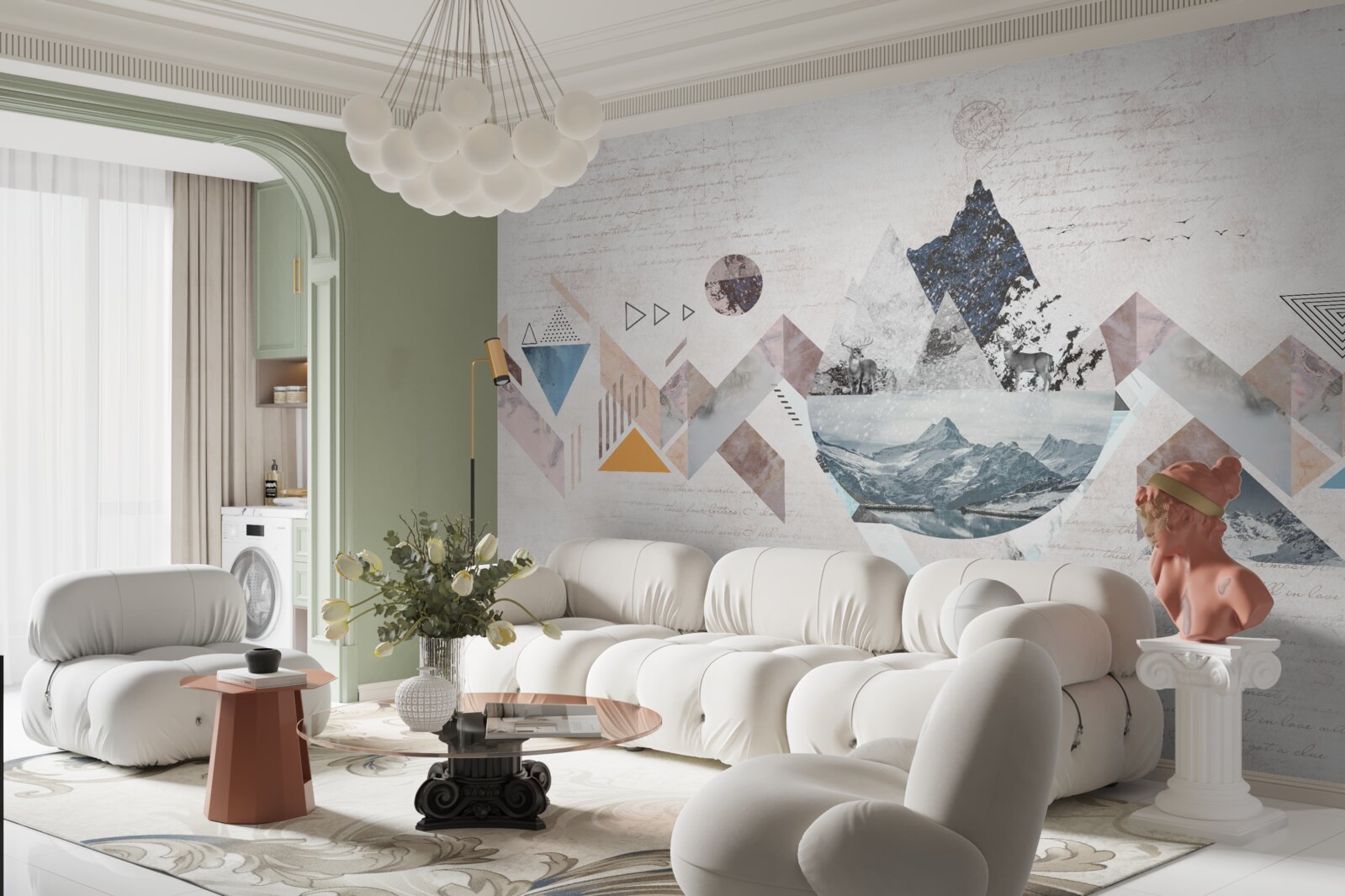 Papier peint esquisse hivernale du chaos de l'eau en furie