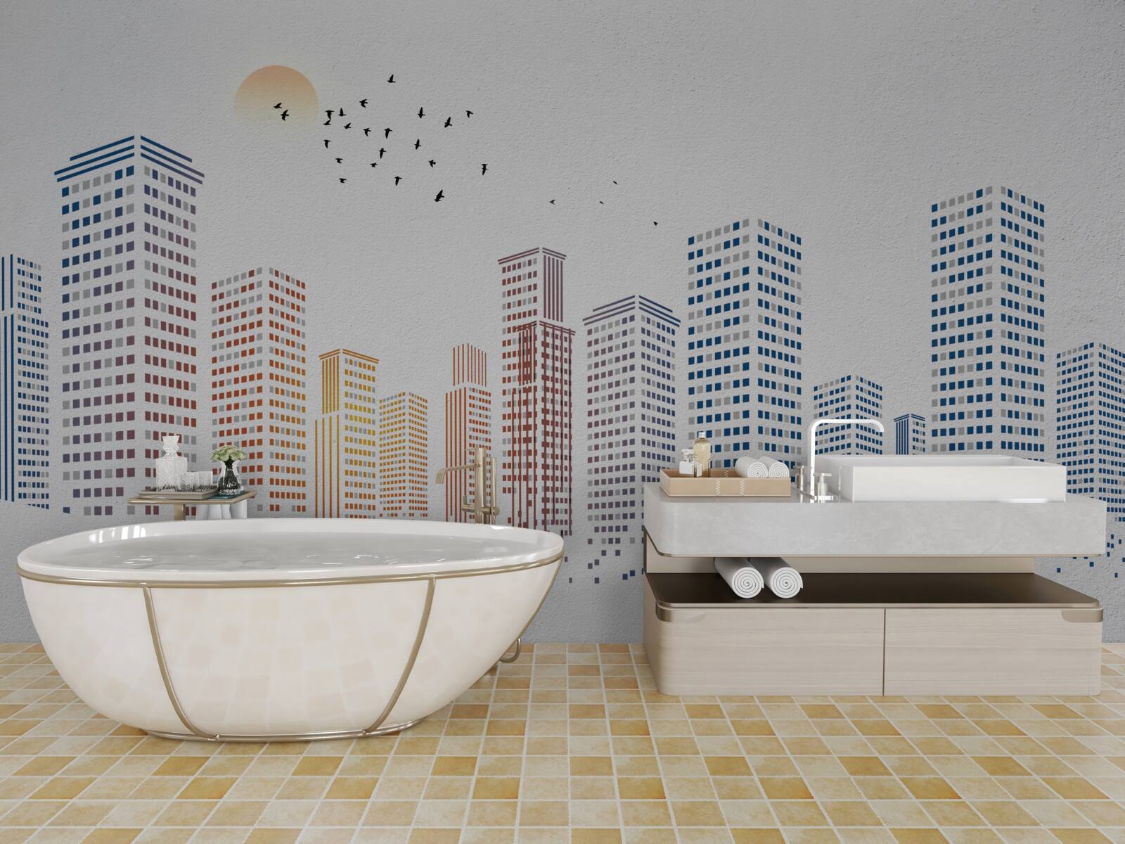 Papier peint panoramas urbains contemporains