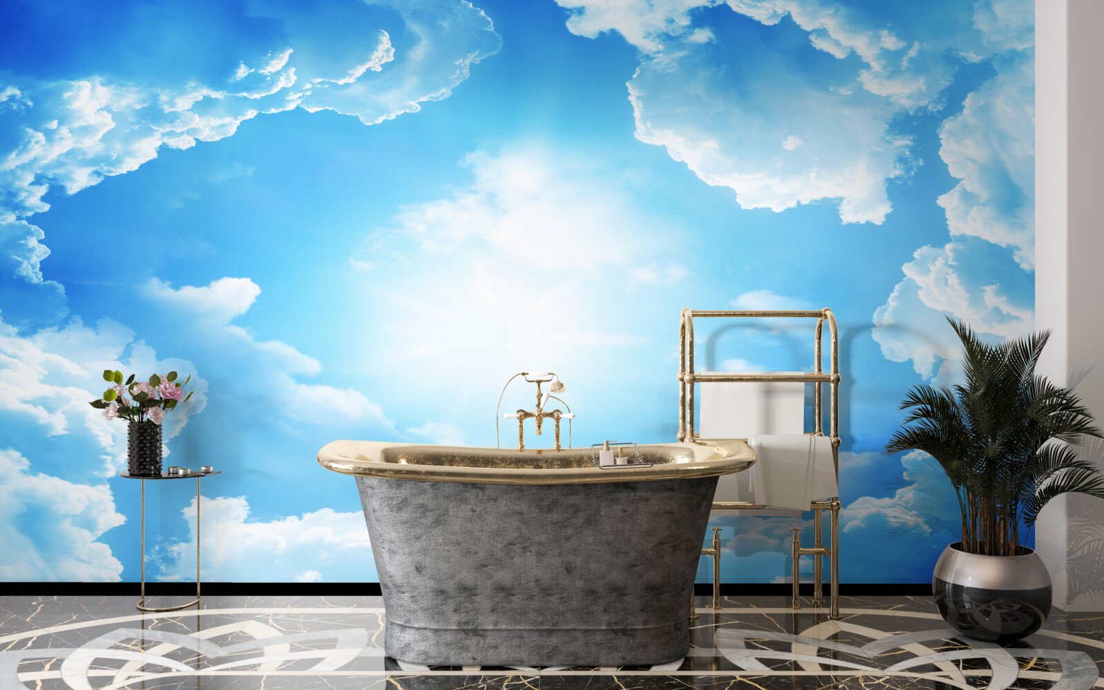 Papier peint un ciel magnifique illumine le soleil éclatant