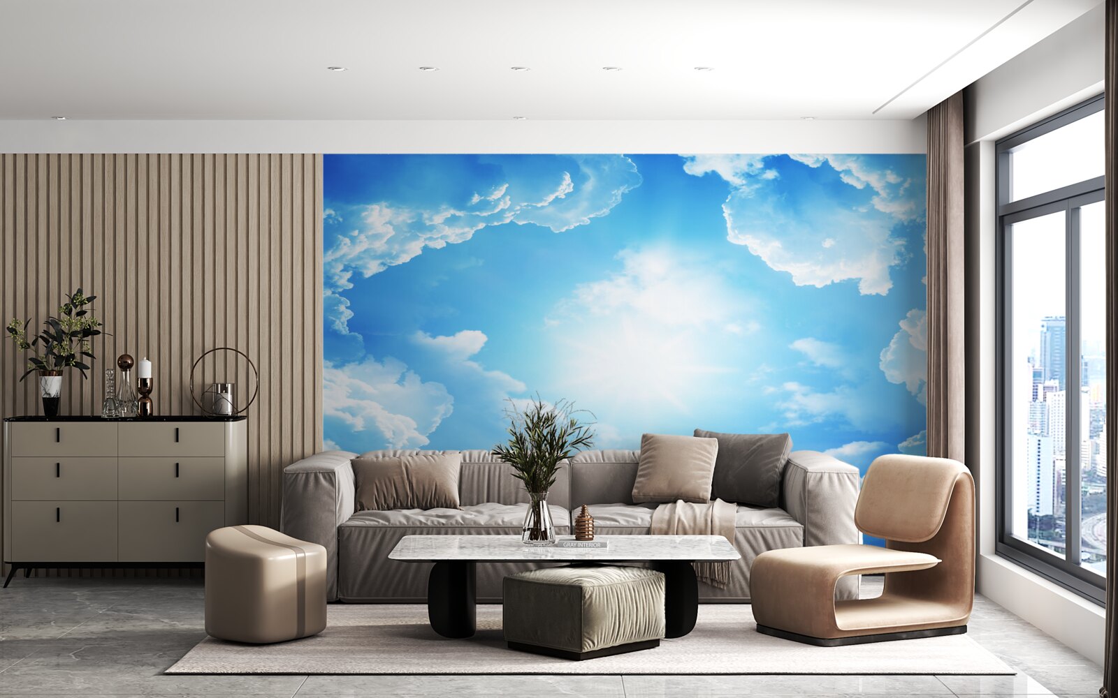 Papier peint un ciel magnifique illumine le soleil éclatant