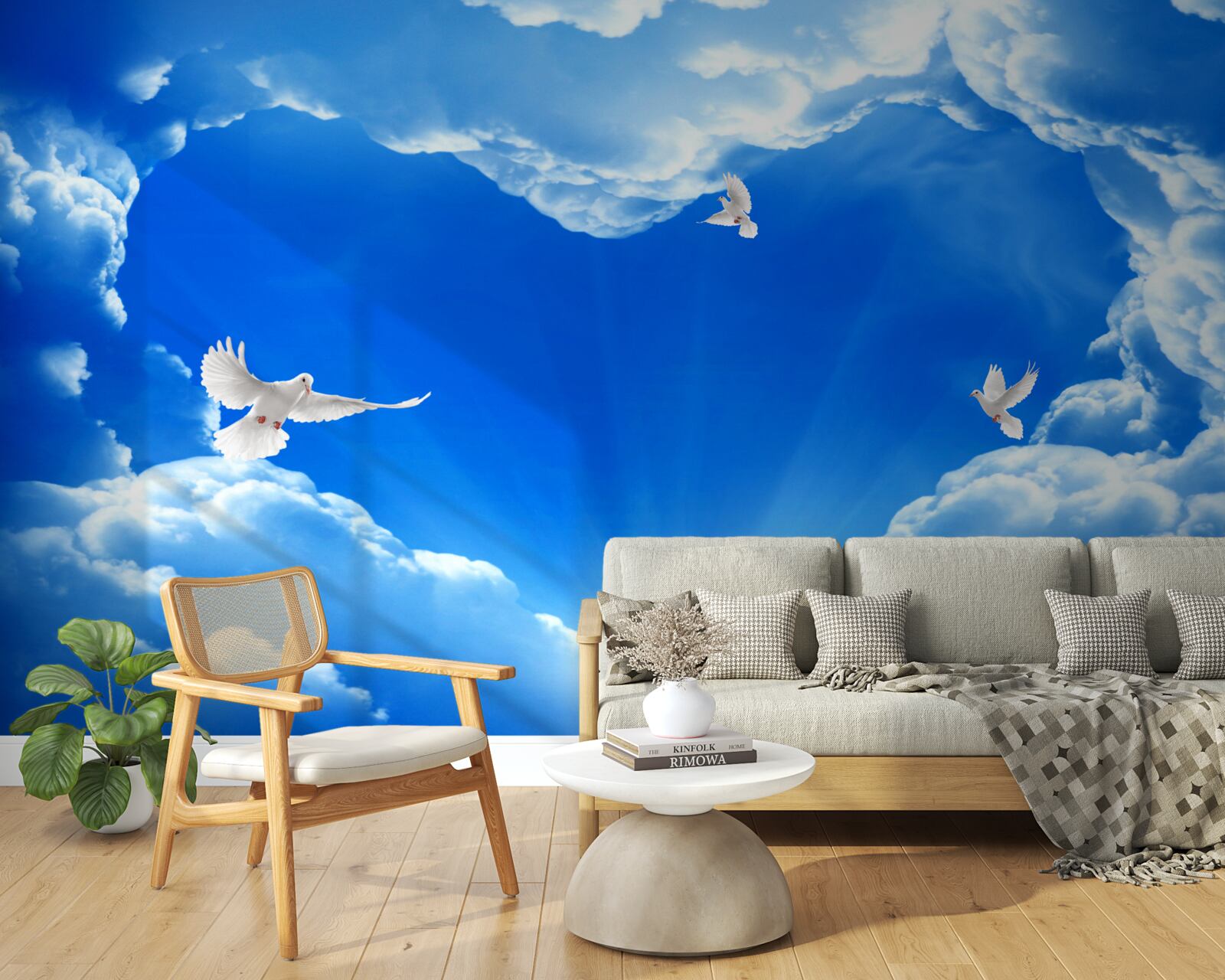 Papier peint les oiseaux bleus s'envolent dans le ciel