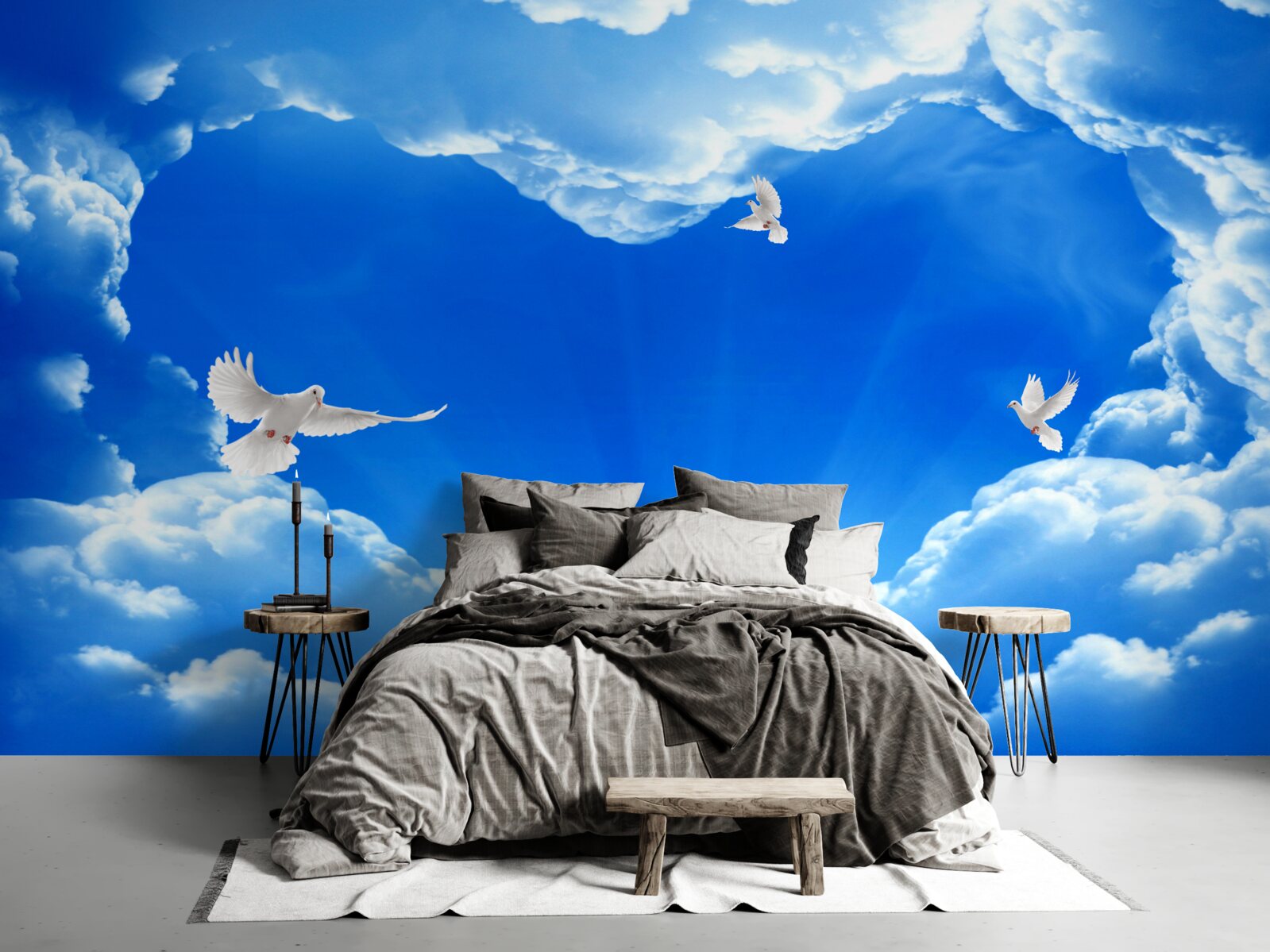 Papier peint les oiseaux bleus s'envolent dans le ciel