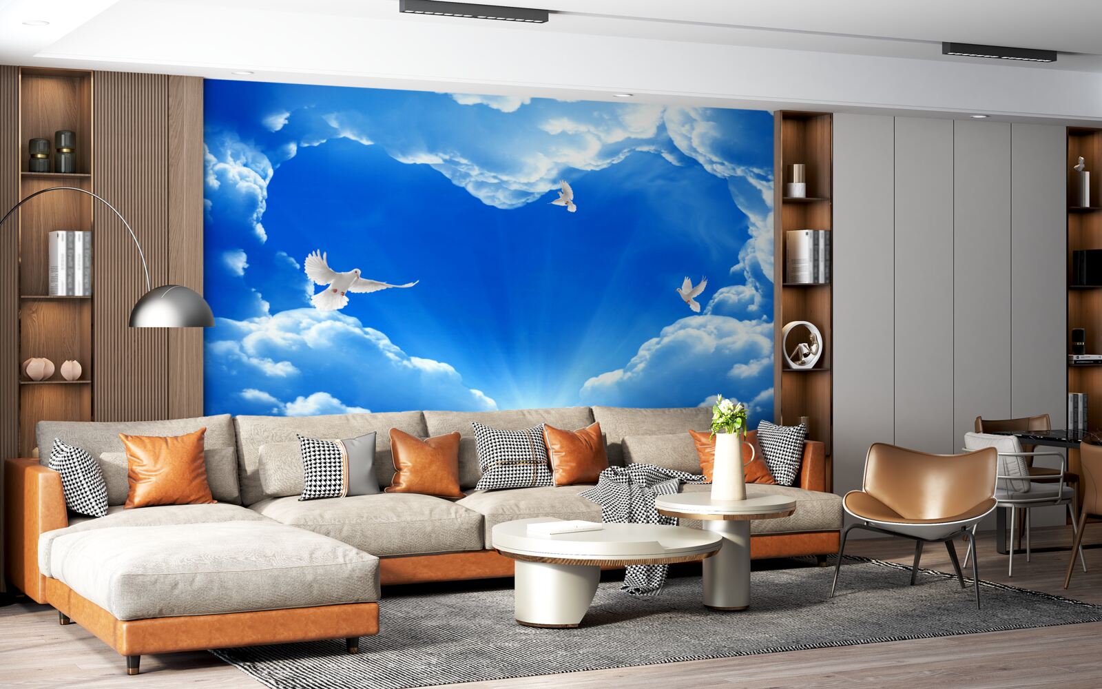 Papier peint les oiseaux bleus s'envolent dans le ciel