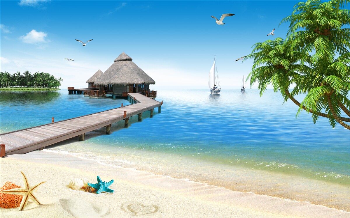 Papier peint lagune paisible de l'île