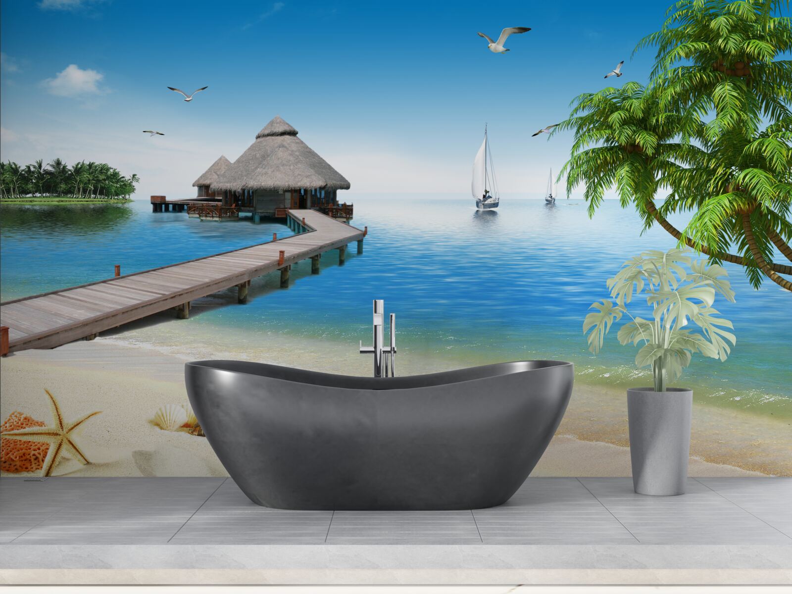 Papier peint lagune paisible de l'île