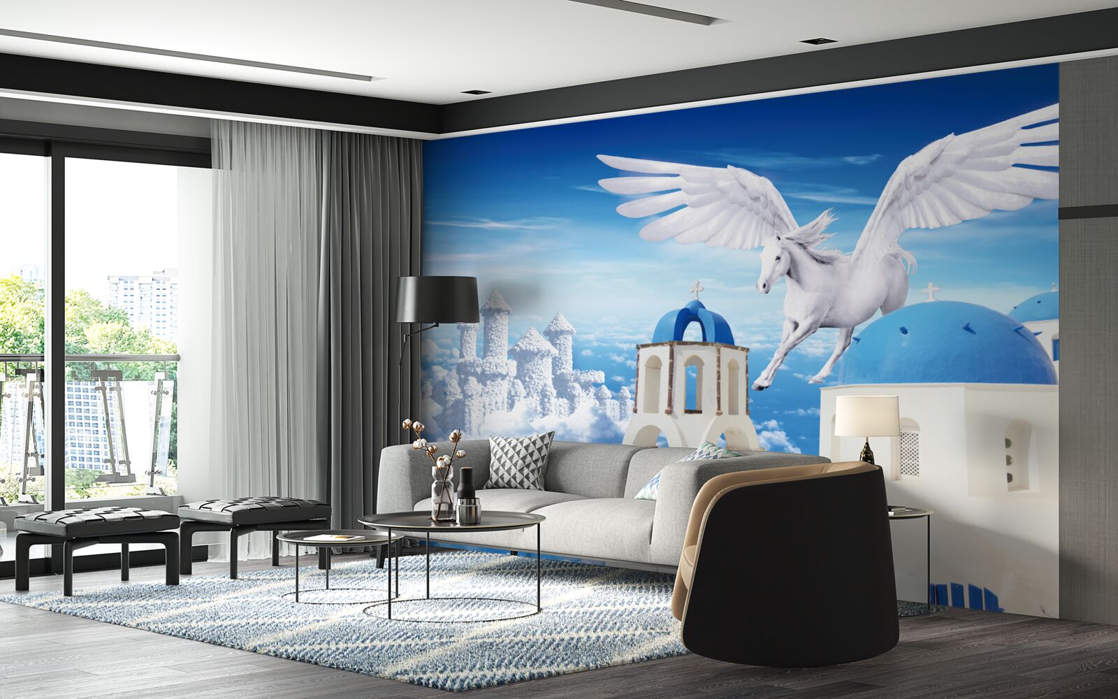 Papier peint Pégase léger planant