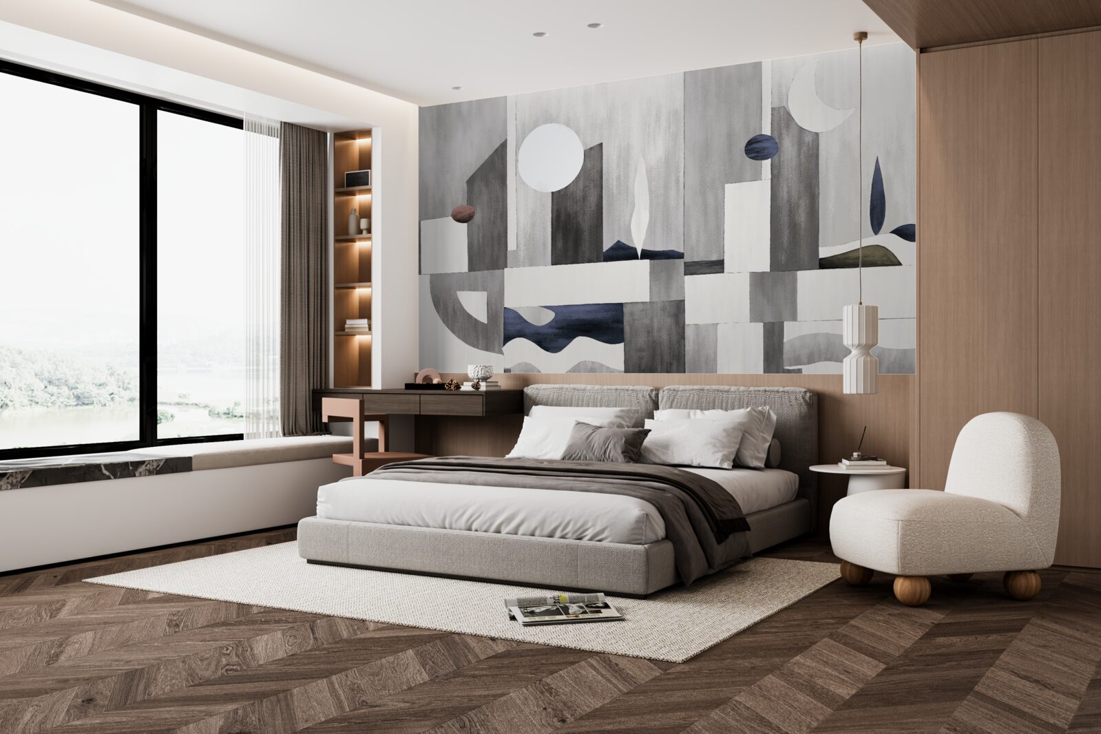 Papier peint la ville se réveille sous le soleil levant