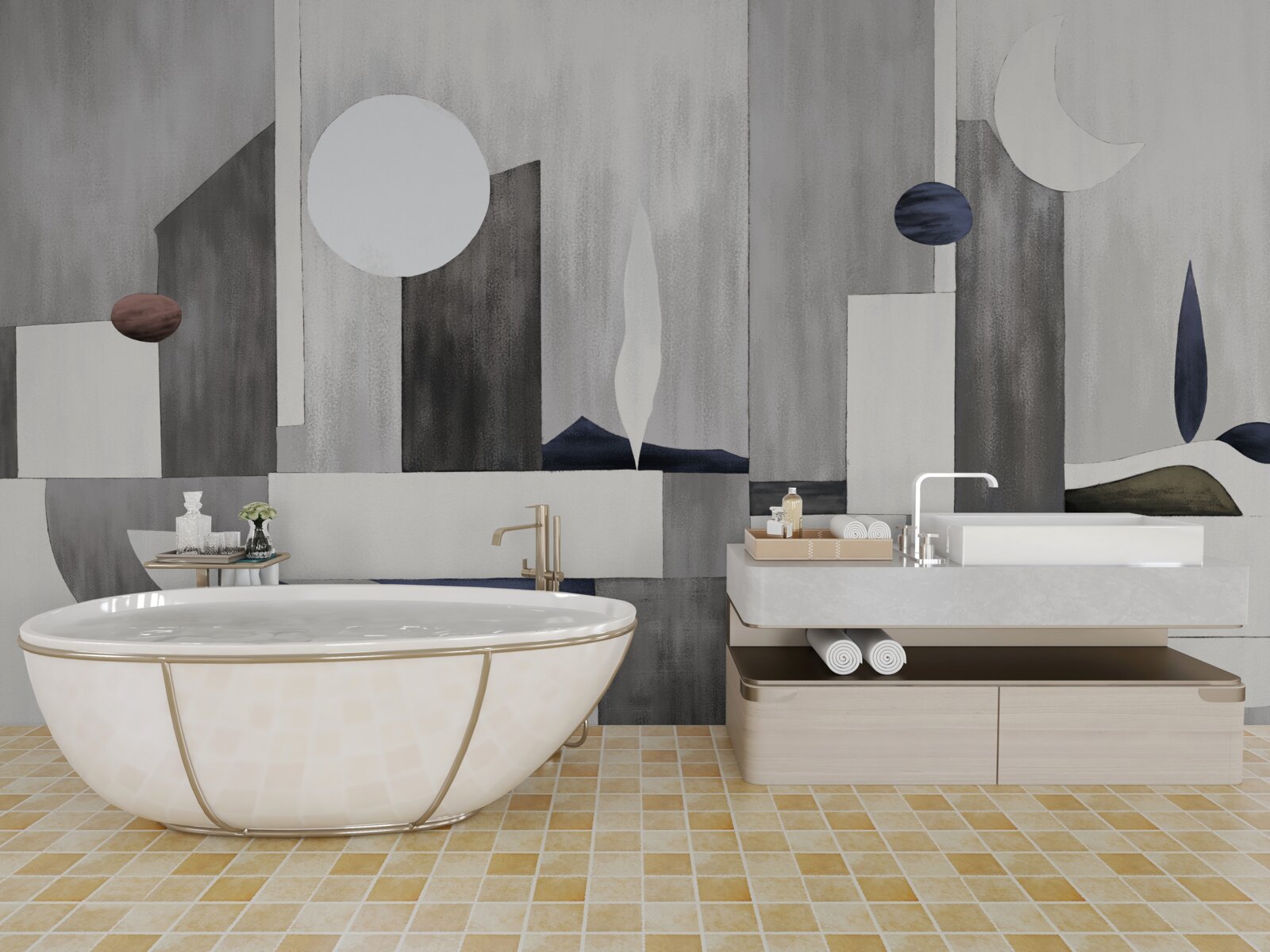 Papier peint la ville se réveille sous le soleil levant