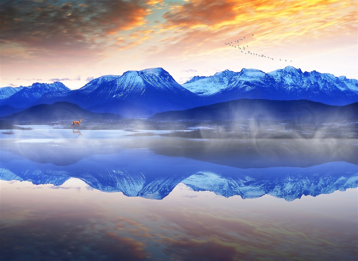 Papier peint une couverture brumeuse sur la surface instable de l'eau