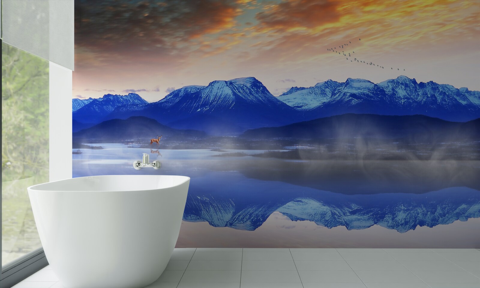 Papier peint une couverture brumeuse sur la surface instable de l'eau