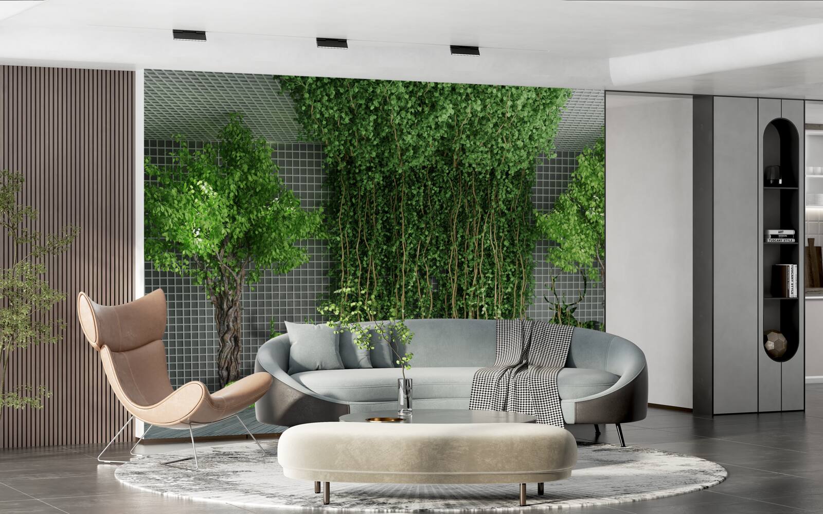 Papier peint une forêt verdoyante entoure la scène du cerf