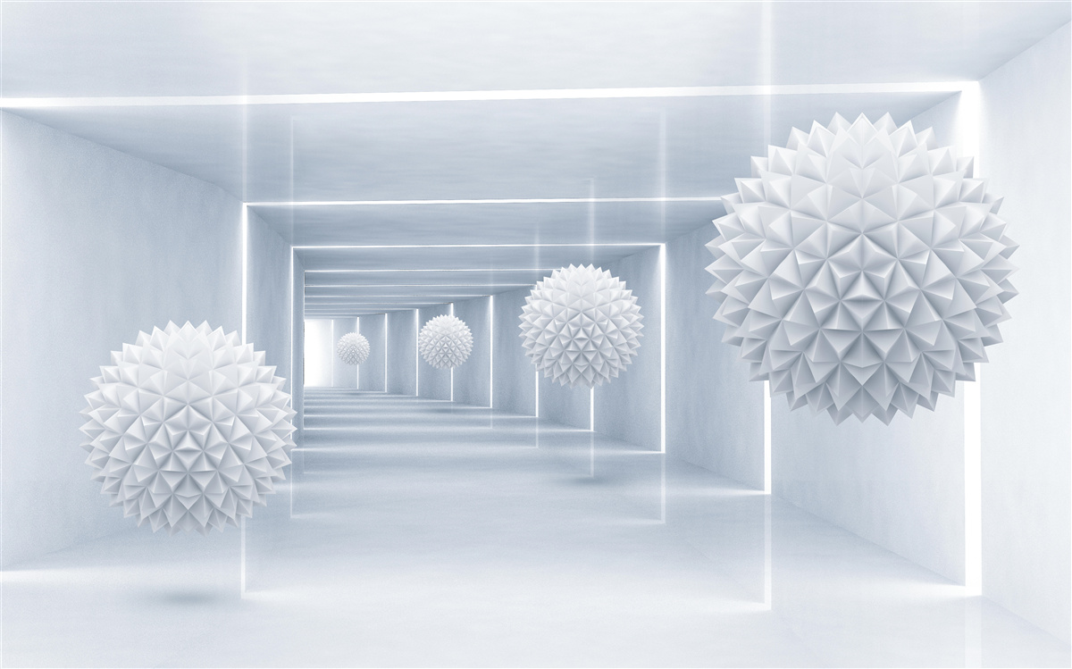 Papier peint balles et tunnel en perspective visuelle