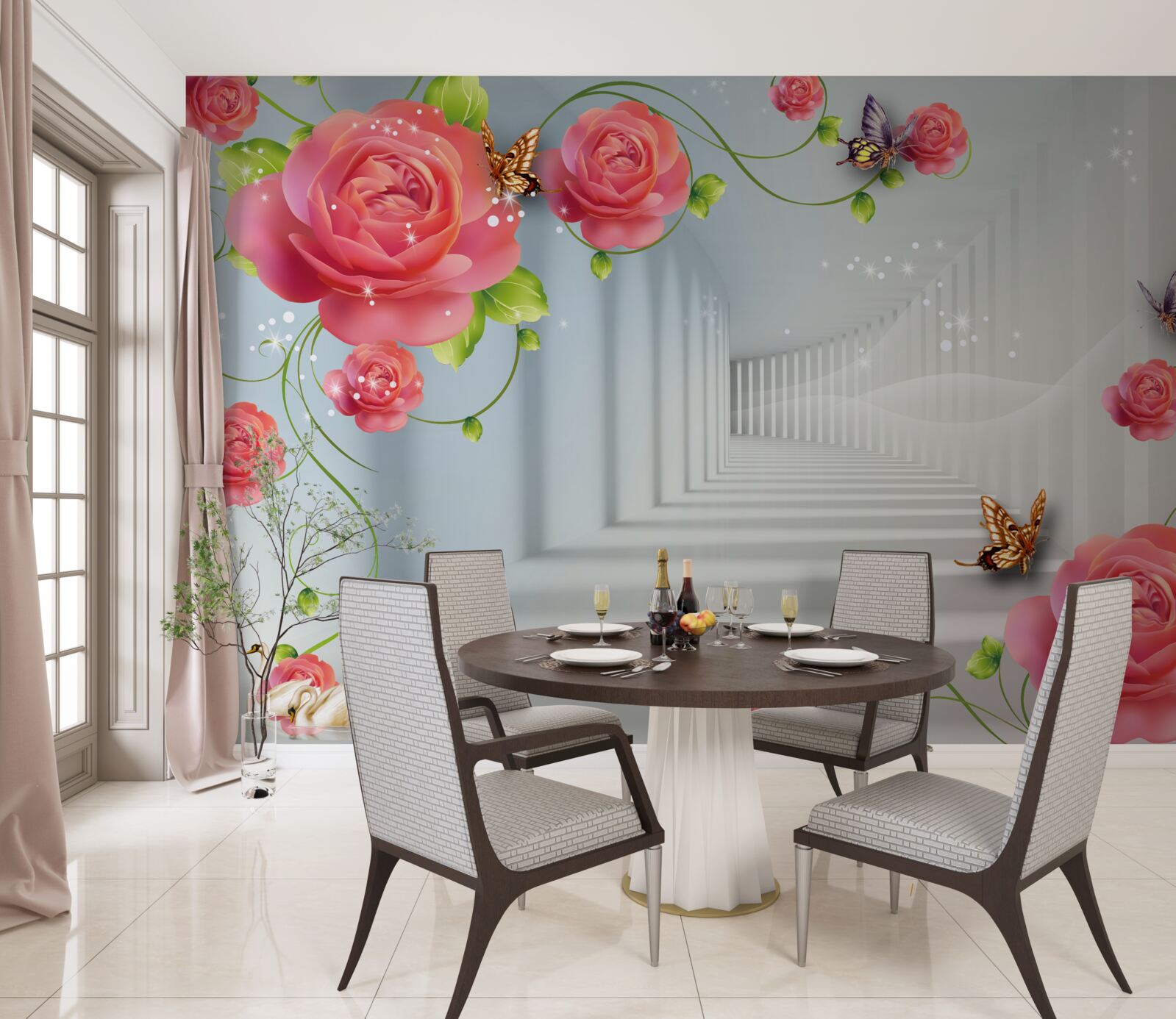 Papier peint des roses rouges sont déposées devant les parents