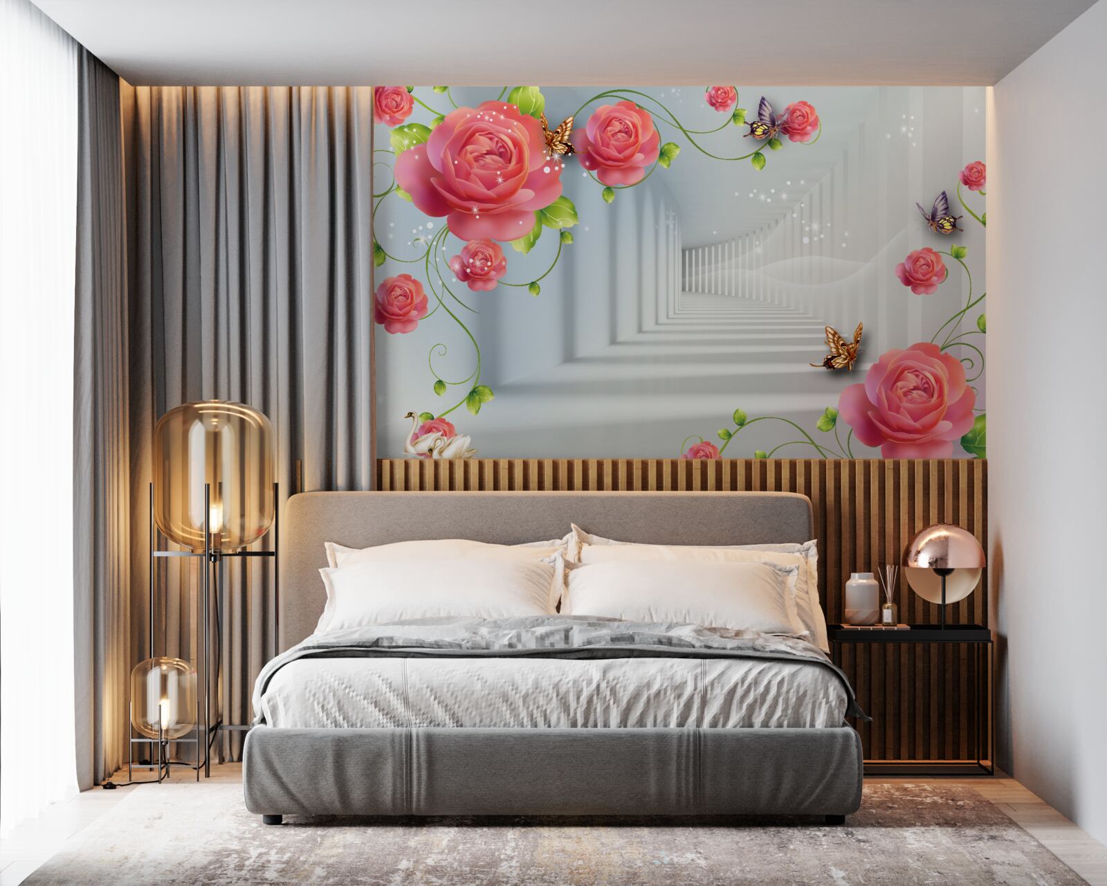 Papier peint des roses rouges sont déposées devant les parents