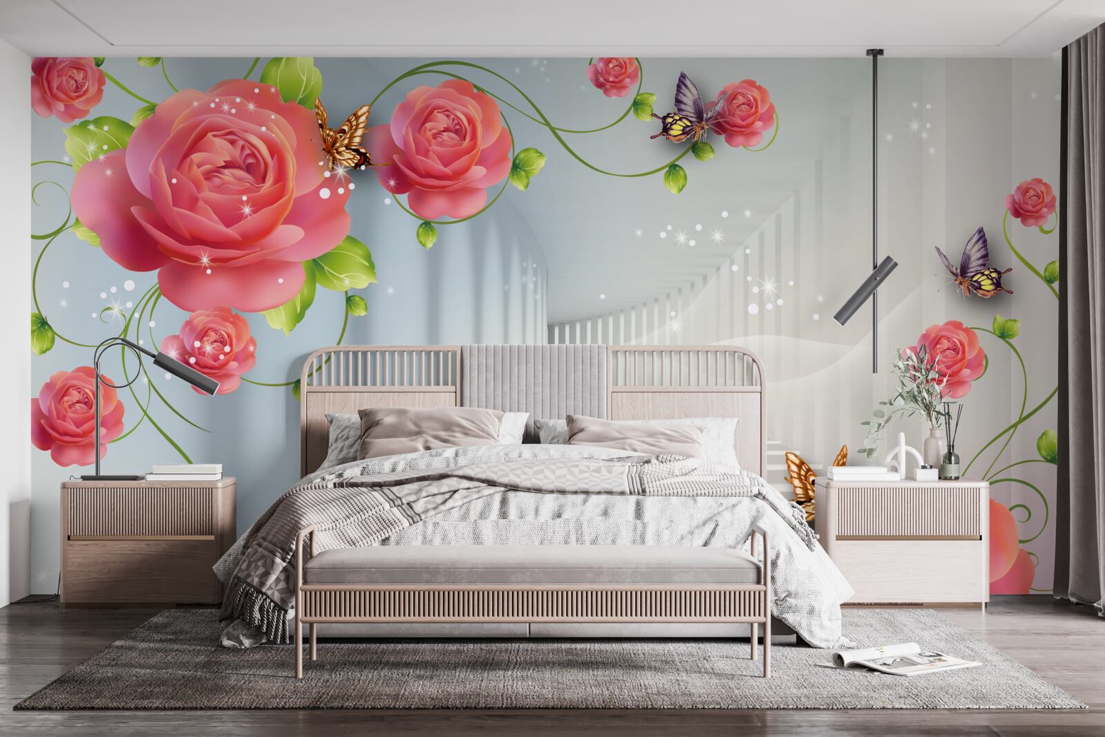 Papier peint des roses rouges sont déposées devant les parents