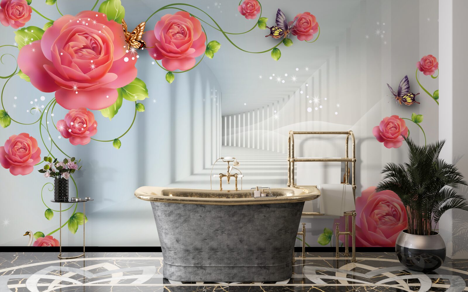 Papier peint des roses rouges sont déposées devant les parents