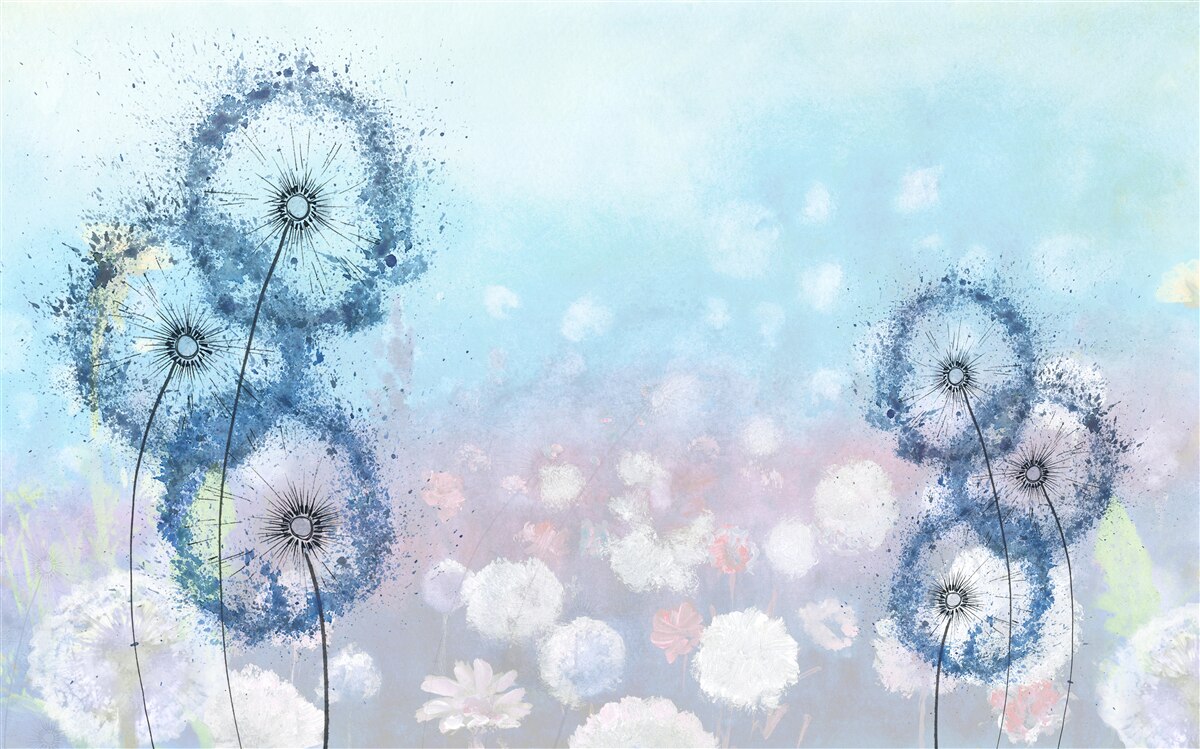 Papier peint fleurs bleues inhabituelles