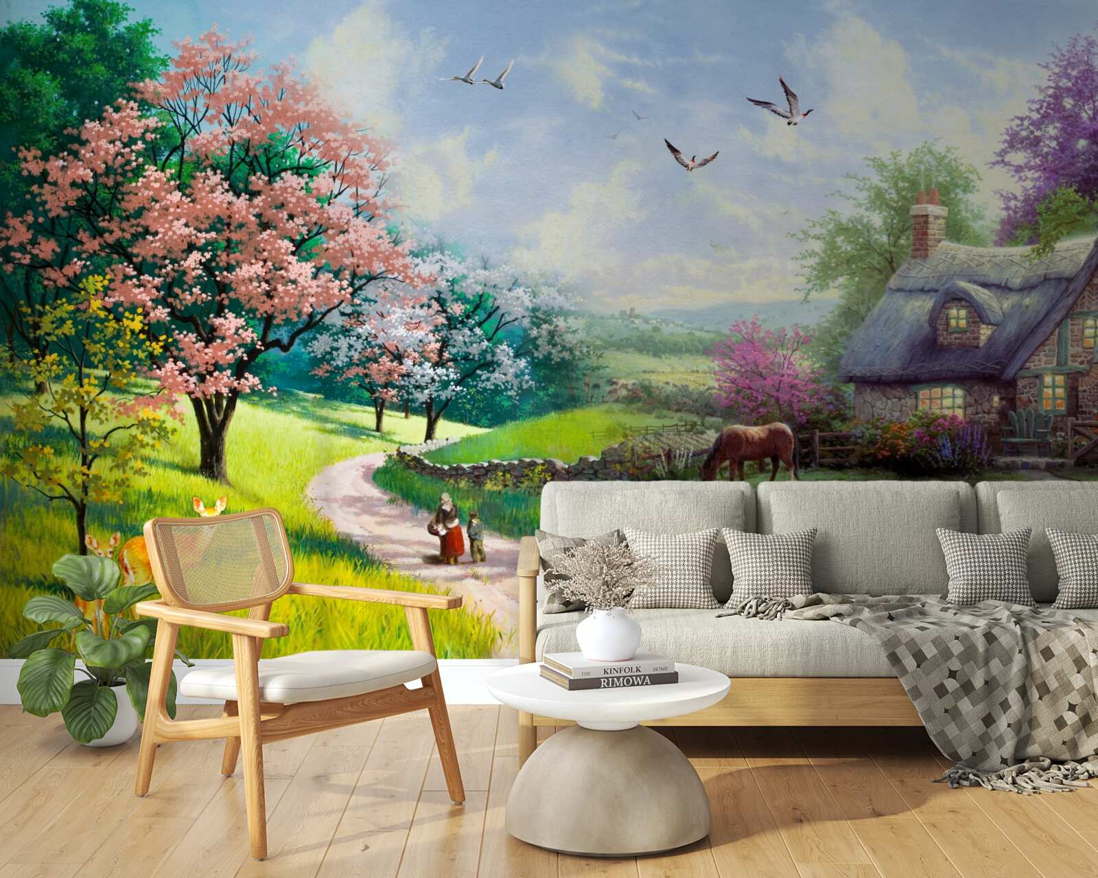 Papier peint maison d'été isolée dans la forêt