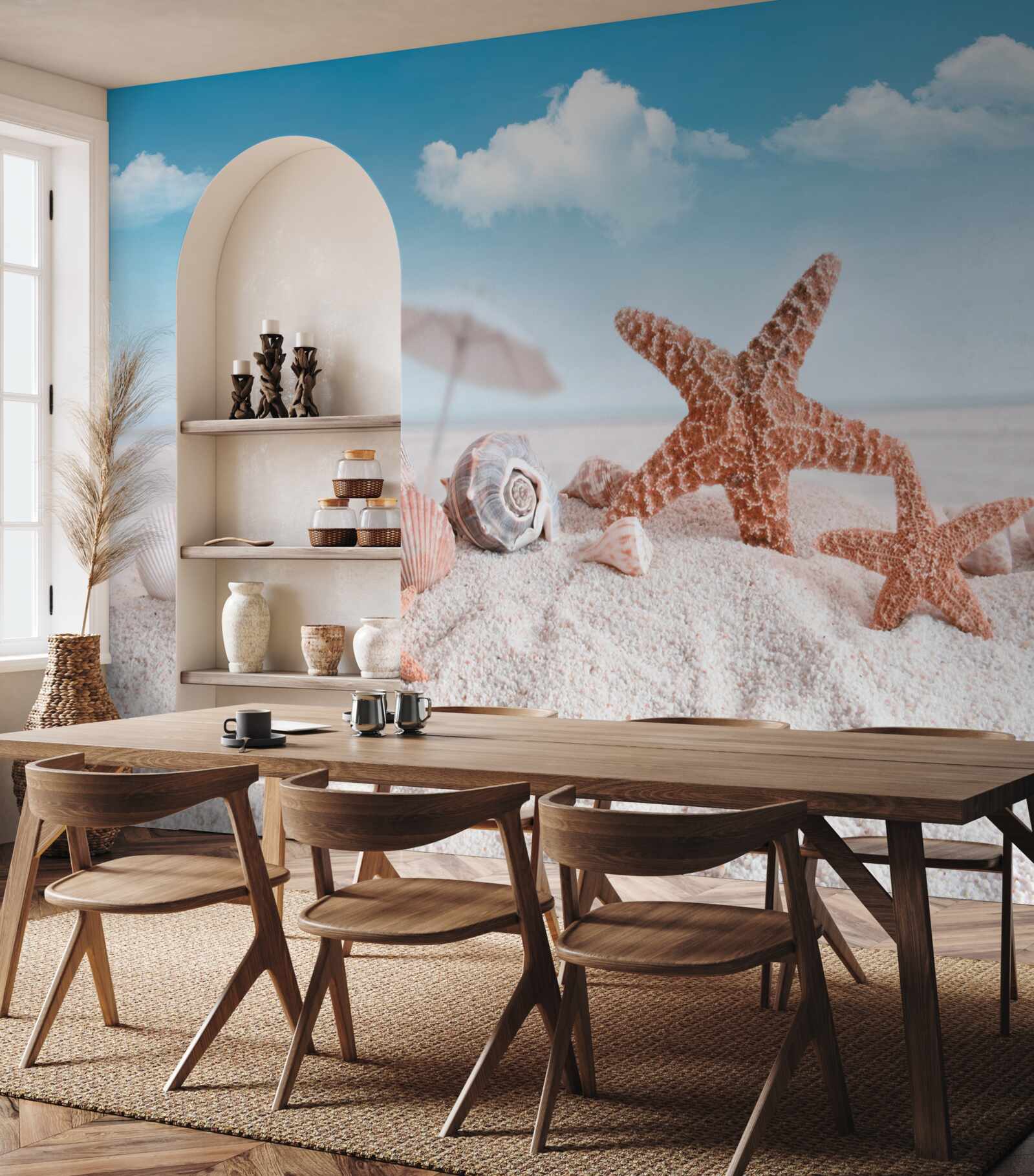 Papier peint coquilles de crustacés sur une côte sablonneuse