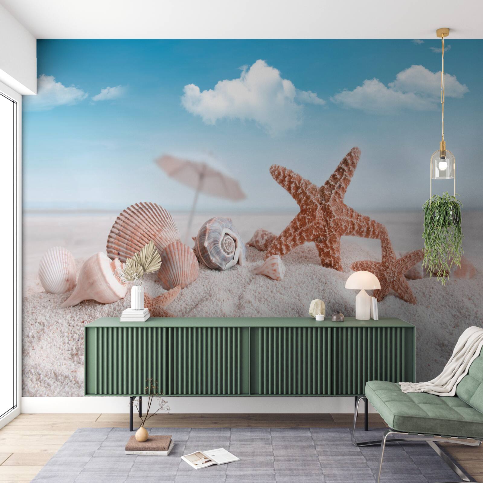 Papier peint coquilles de crustacés sur une côte sablonneuse