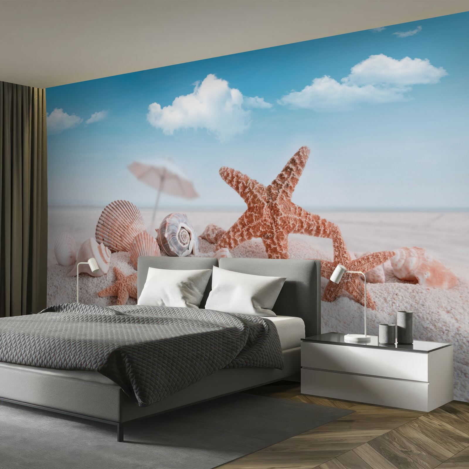 Papier peint coquilles de crustacés sur une côte sablonneuse