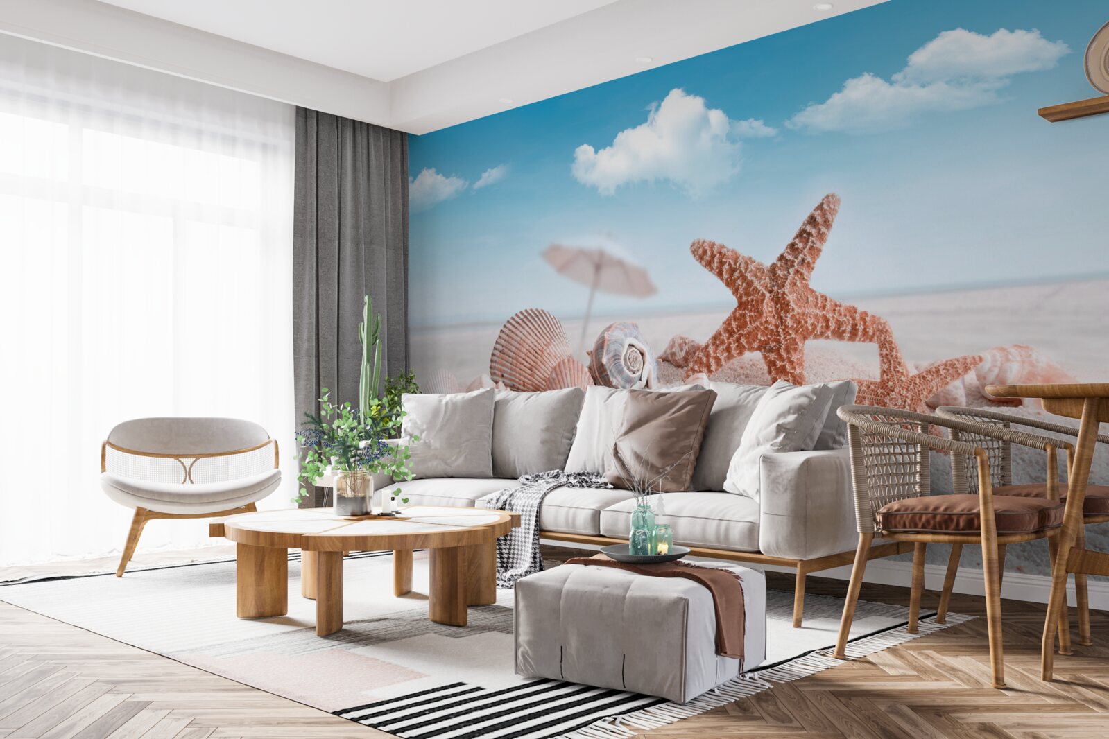 Papier peint coquilles de crustacés sur une côte sablonneuse