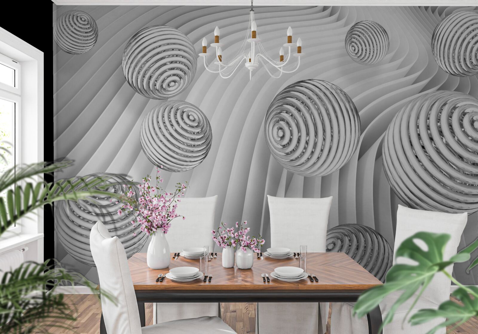 Papier peint les balles à rayures se déplacent doucement sur la surface