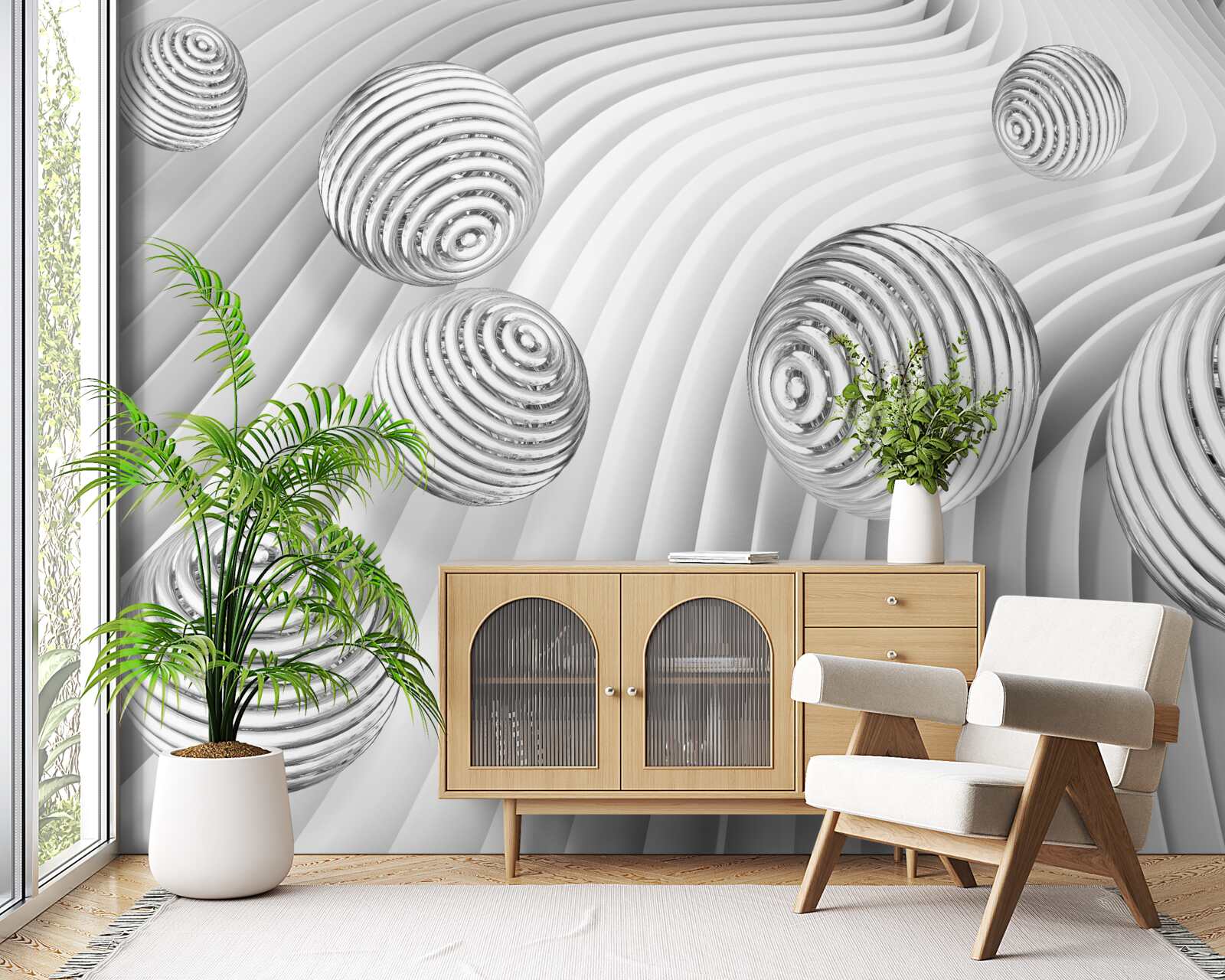 Papier peint les balles à rayures se déplacent doucement sur la surface