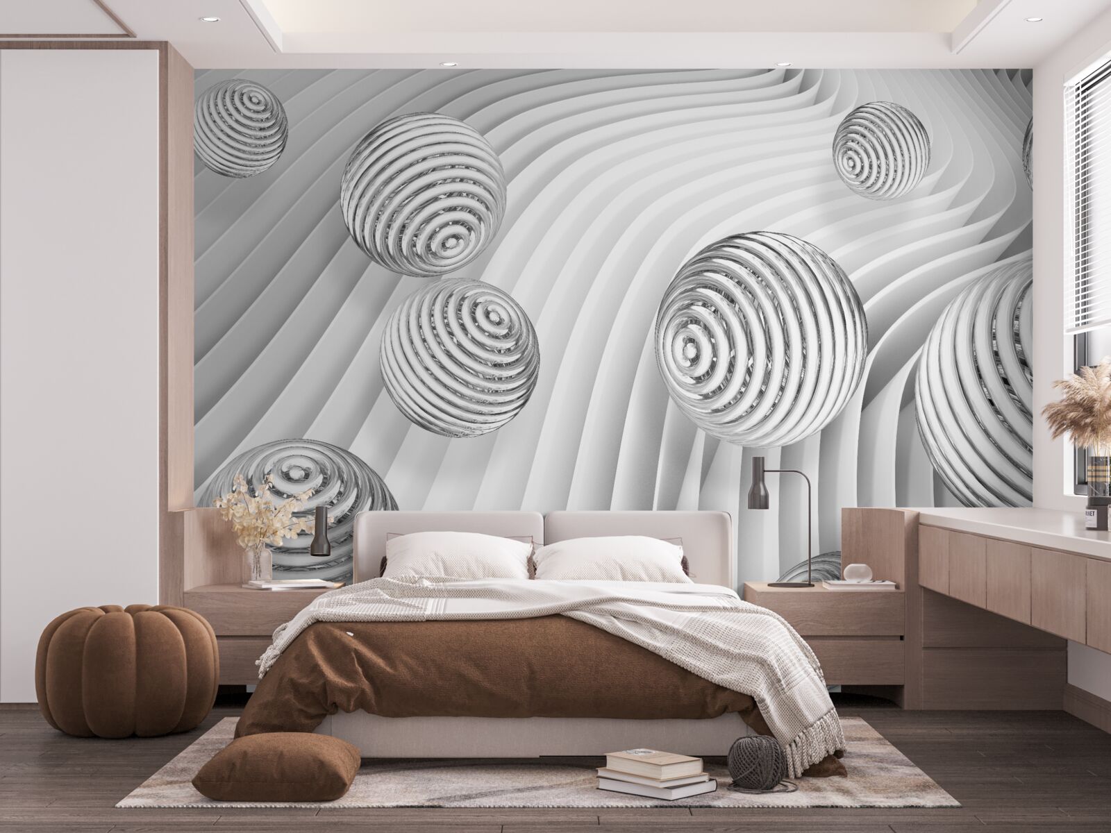 Papier peint les balles à rayures se déplacent doucement sur la surface