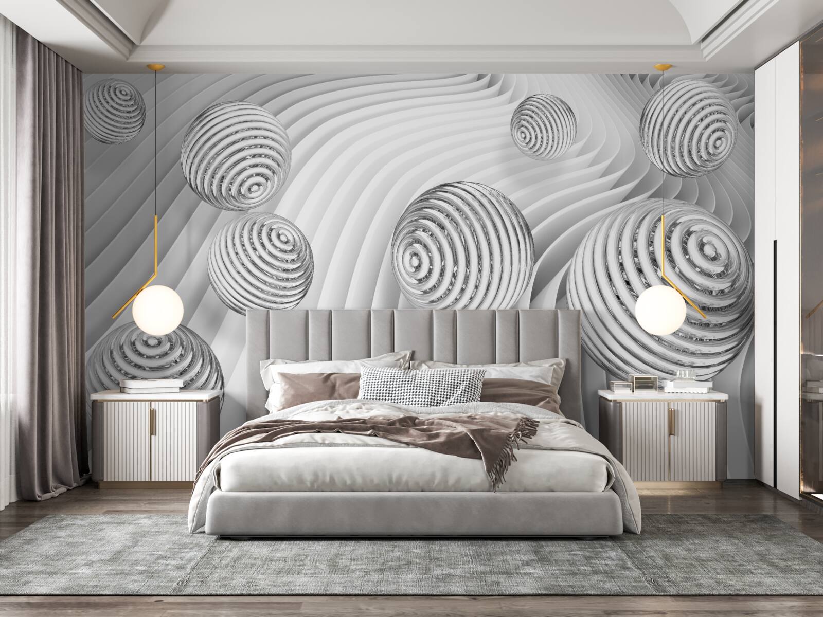 Papier peint les balles à rayures se déplacent doucement sur la surface