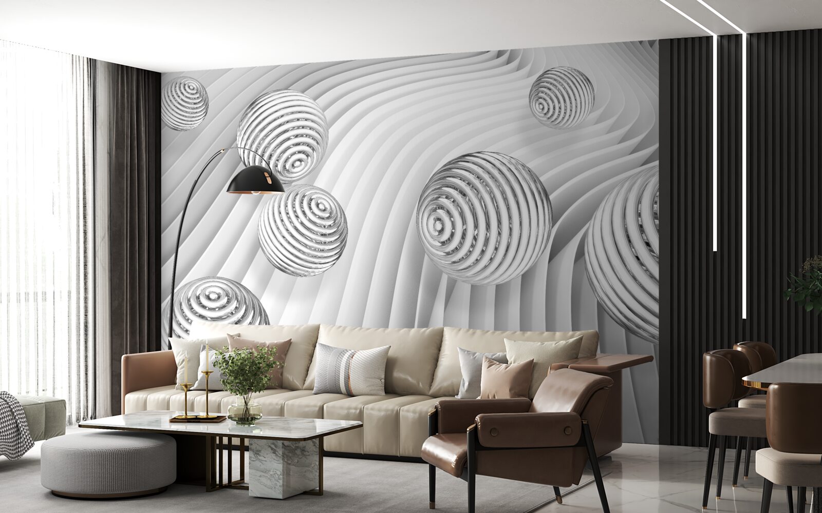 Papier peint les balles à rayures se déplacent doucement sur la surface