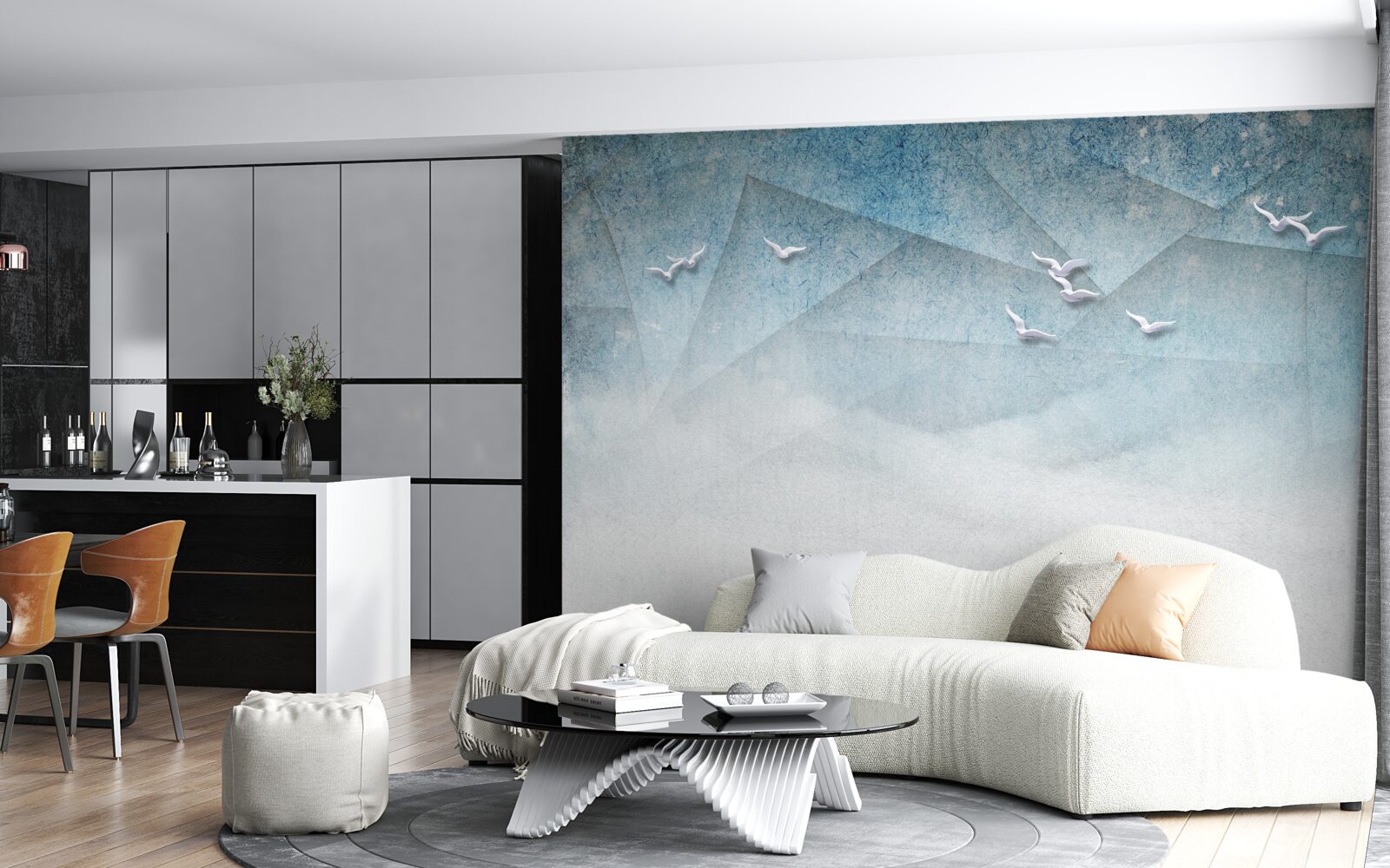 Papier peint l'étang sert de zone de broussailles pour les oiseaux