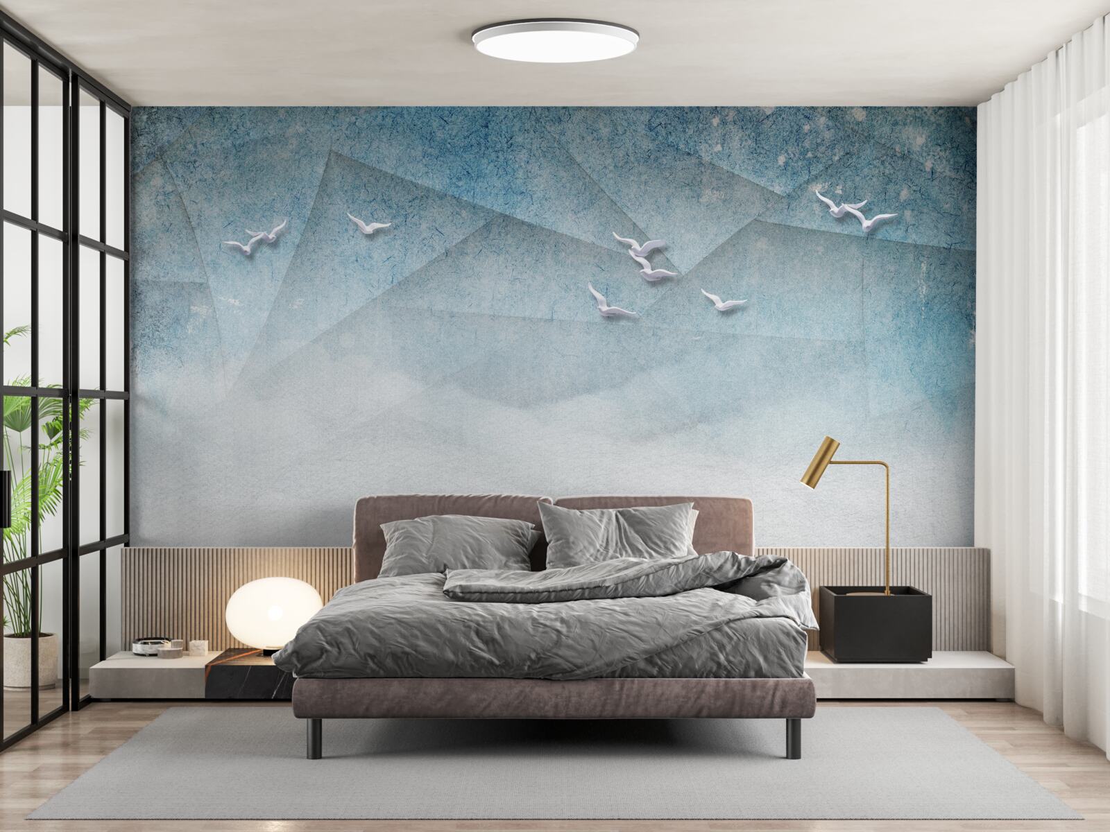 Papier peint l'étang sert de zone de broussailles pour les oiseaux