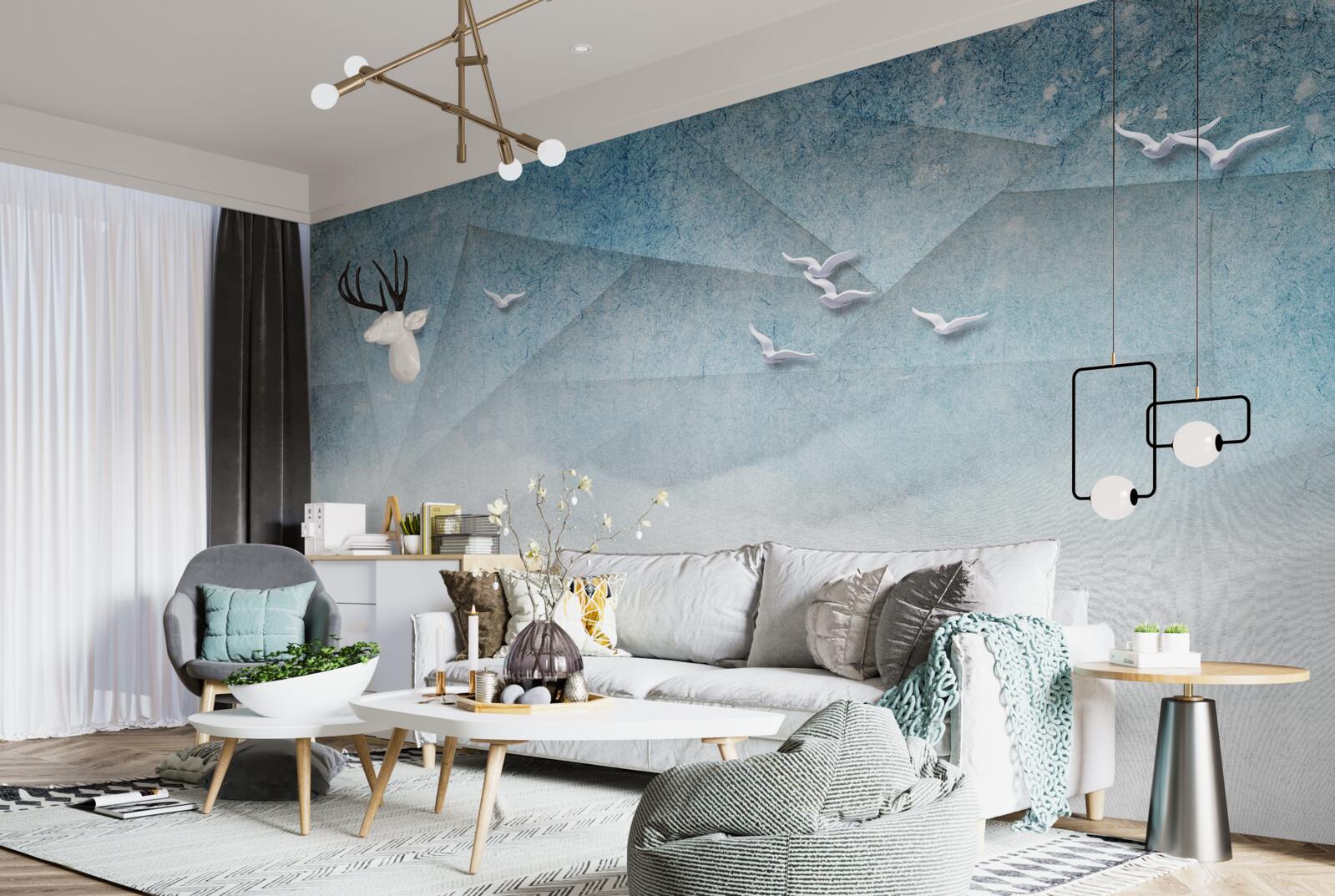 Papier peint l'étang sert de zone de broussailles pour les oiseaux