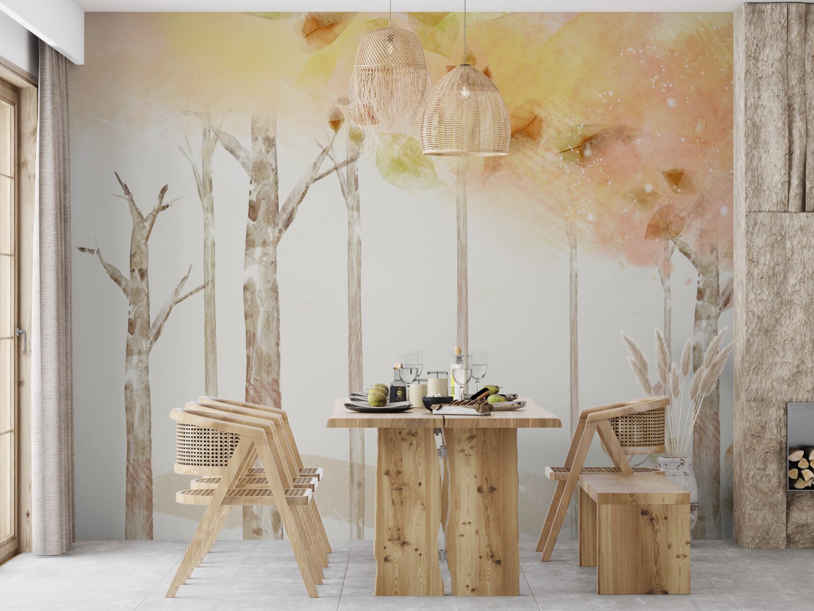 Papier peint les arbres perdent leurs feuilles en automne