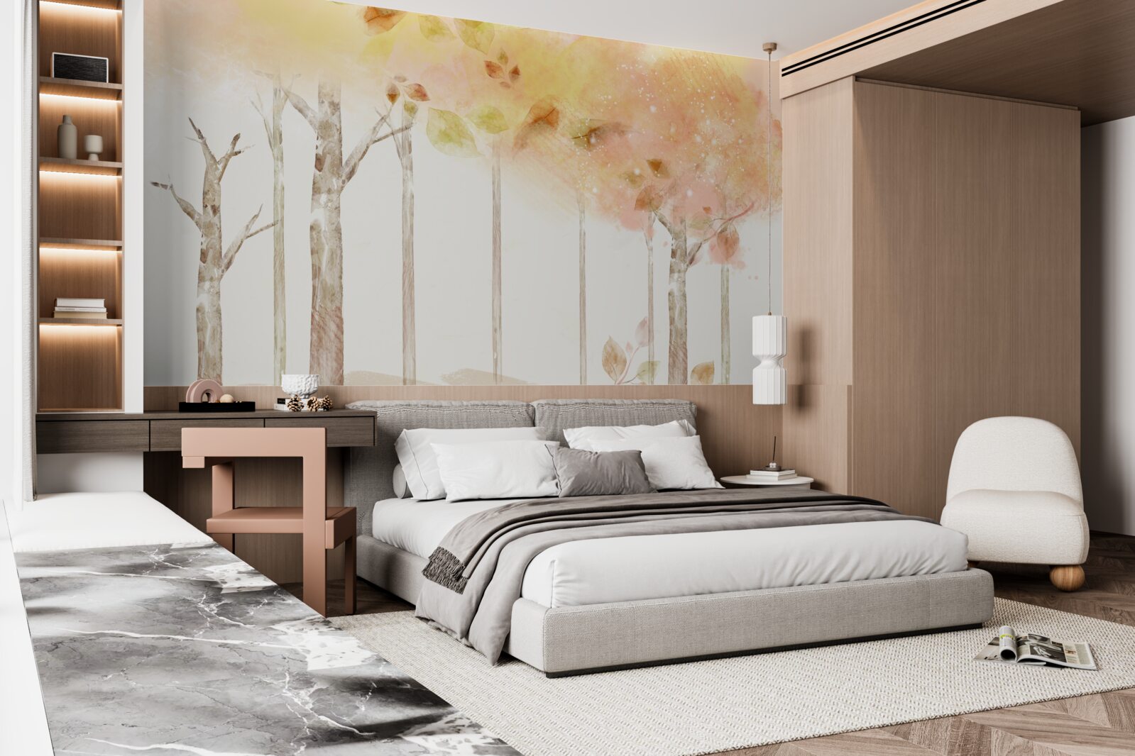 Papier peint les arbres perdent leurs feuilles en automne