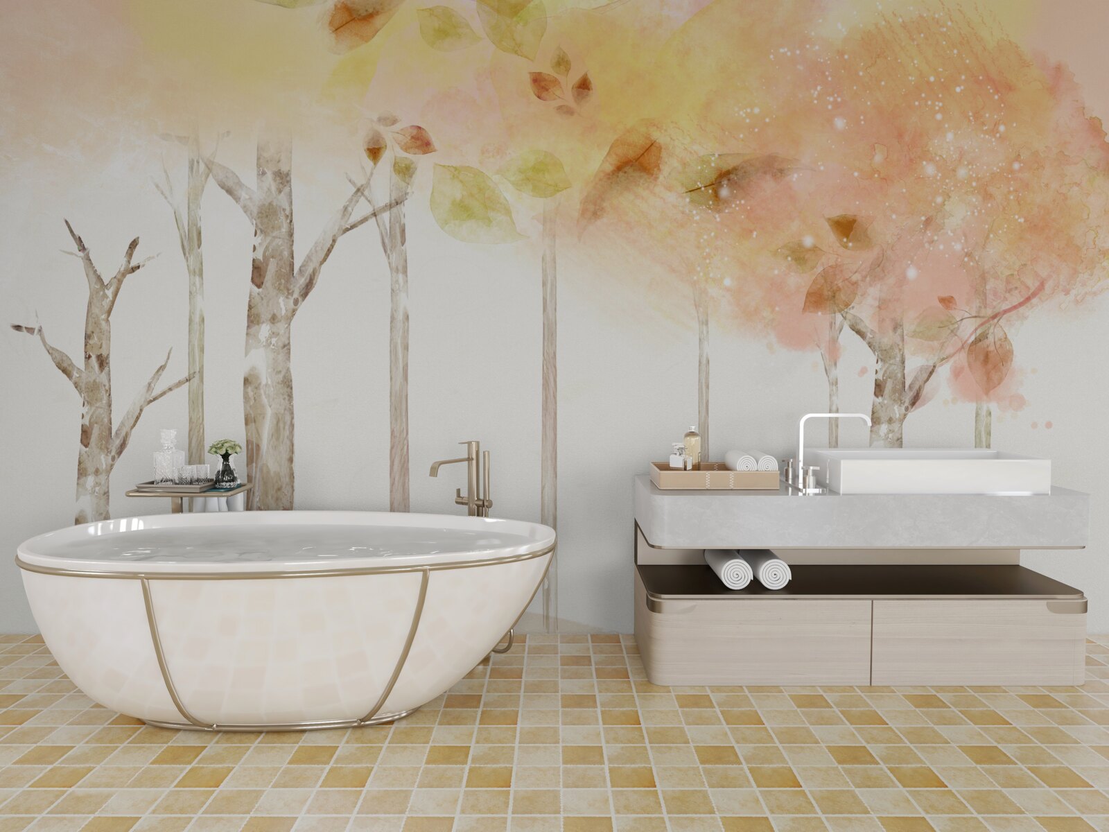 Papier peint les arbres perdent leurs feuilles en automne