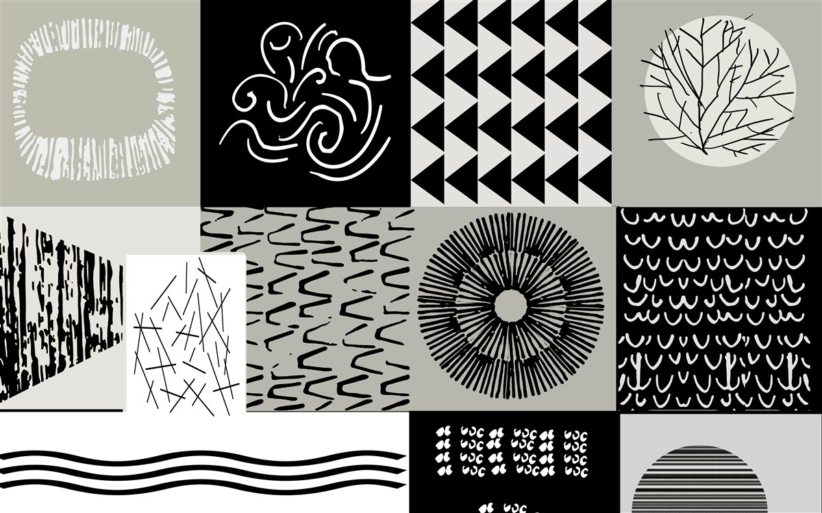 Papier peint mosaïque en noir et blanc