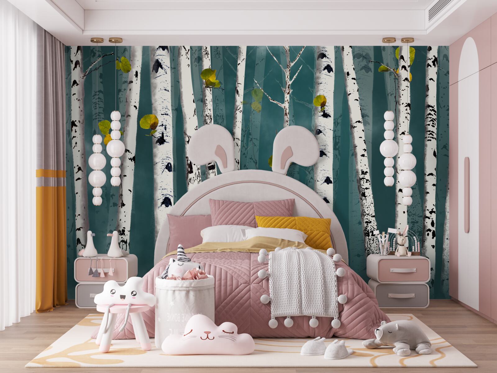 Papier peint les bouleaux étaient enveloppés d'un voile brumeux