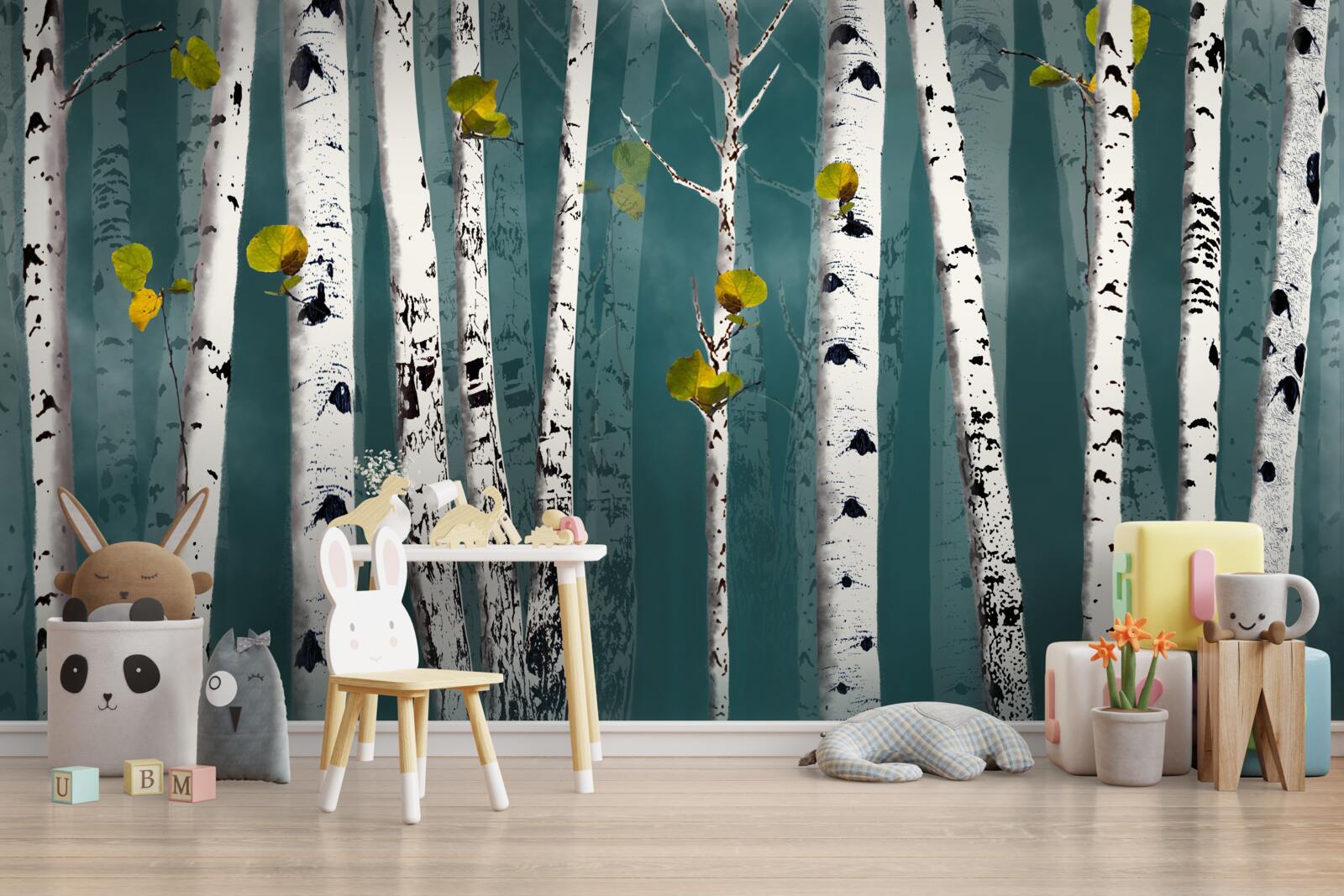 Papier peint les bouleaux étaient enveloppés d'un voile brumeux