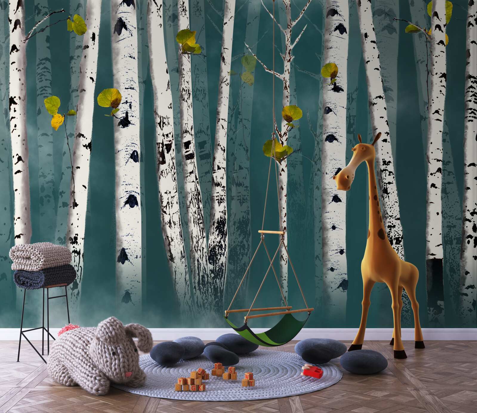 Papier peint les bouleaux étaient enveloppés d'un voile brumeux