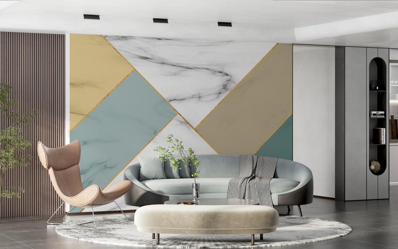 Papier peint pierre marbrière multicolore