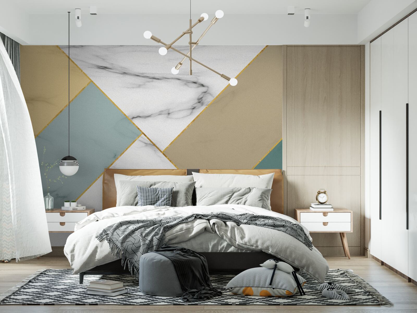 Papier peint pierre marbrière multicolore