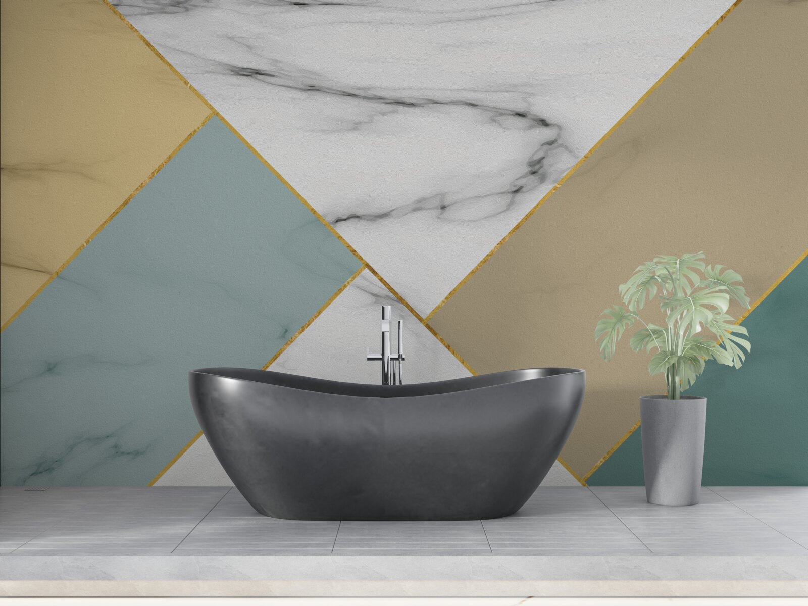 Papier peint pierre marbrière multicolore