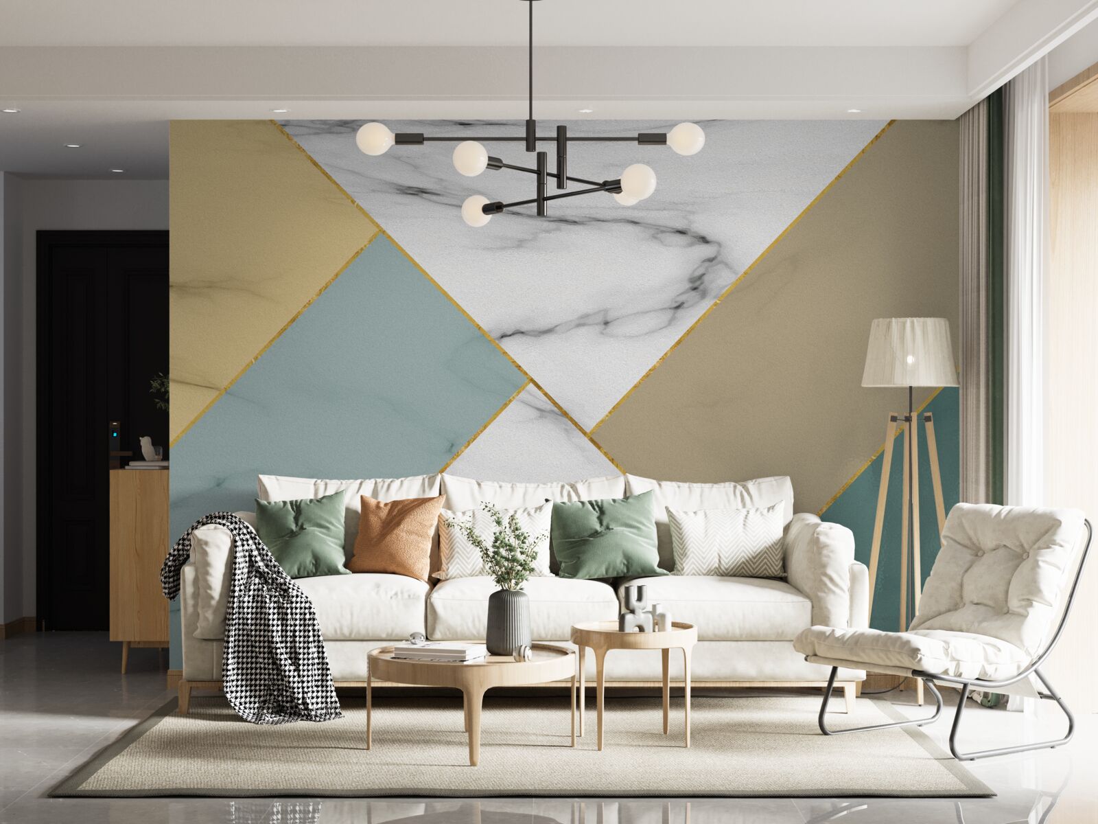 Papier peint pierre marbrière multicolore