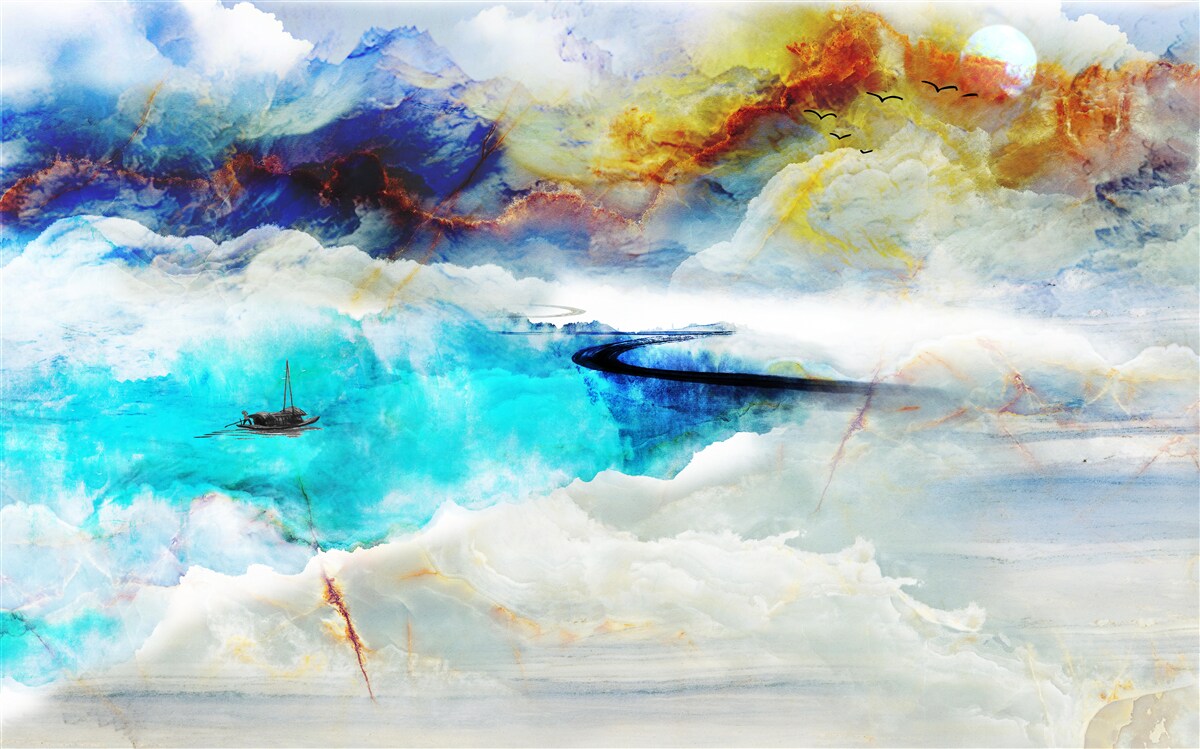 Papier peint rivage de la mer d'azur pendant une tempête