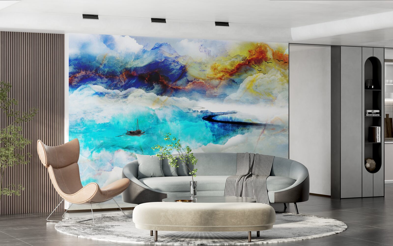 Papier peint rivage de la mer d'azur pendant une tempête