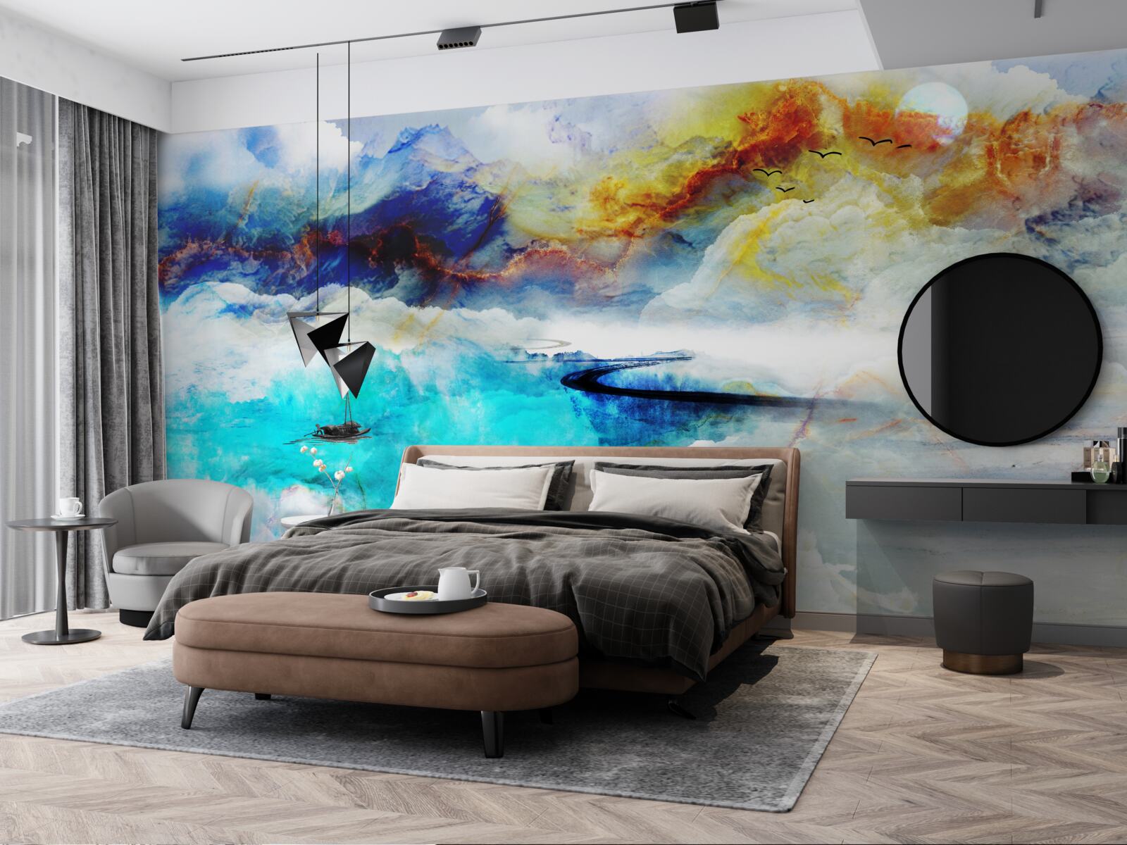 Papier peint rivage de la mer d'azur pendant une tempête