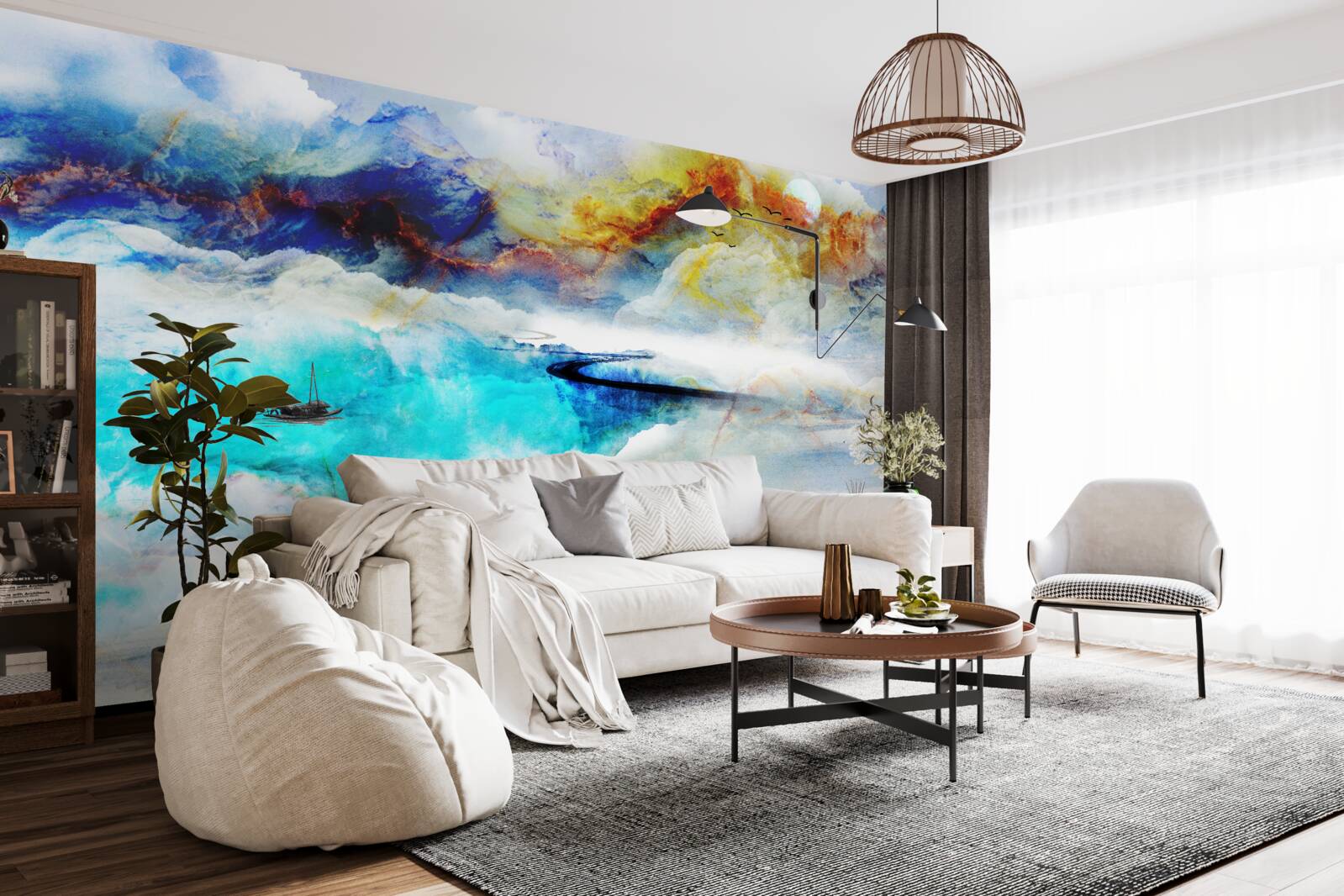 Papier peint rivage de la mer d'azur pendant une tempête