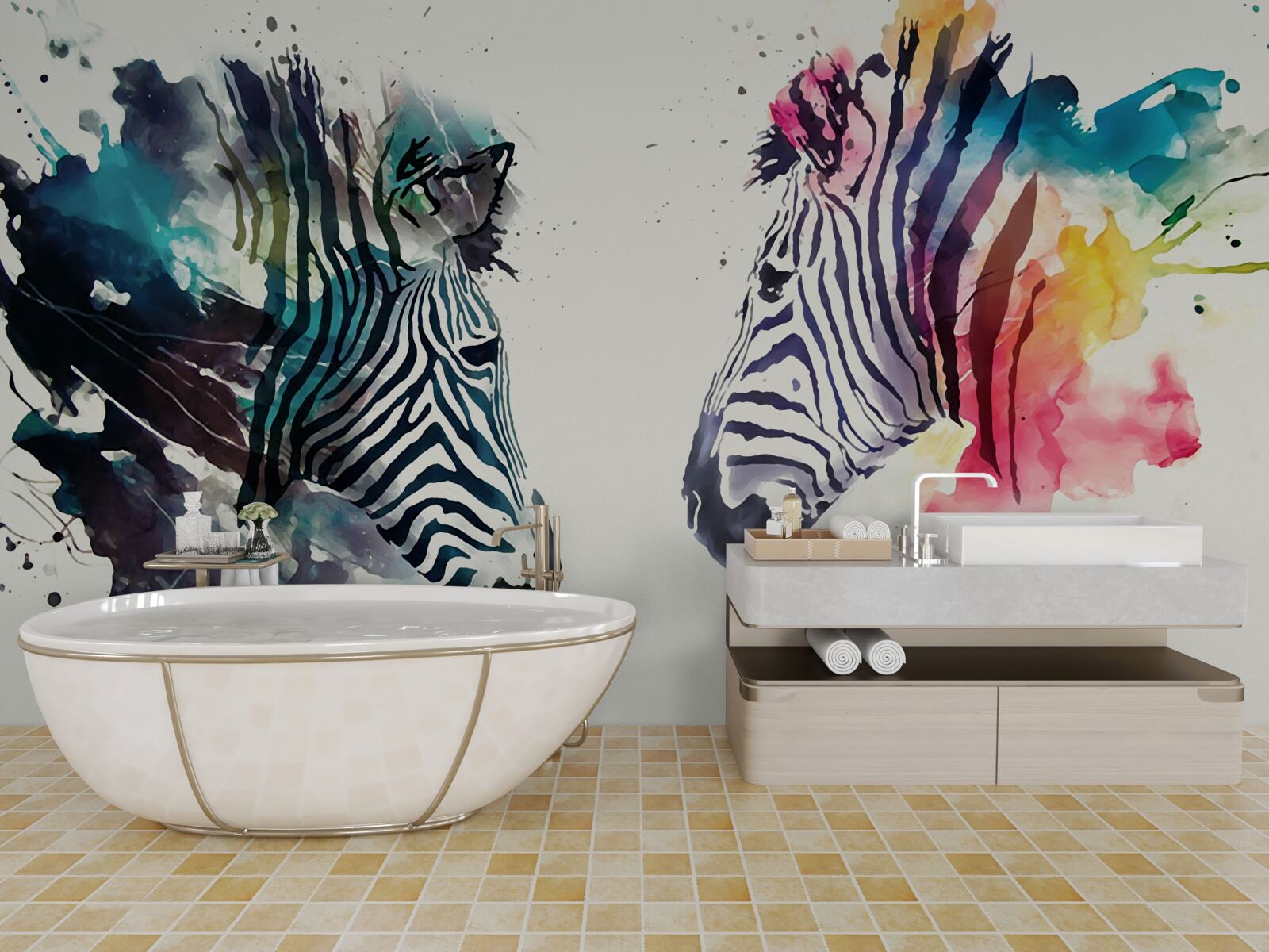 Papier peint deux zèbres visuellement clairs